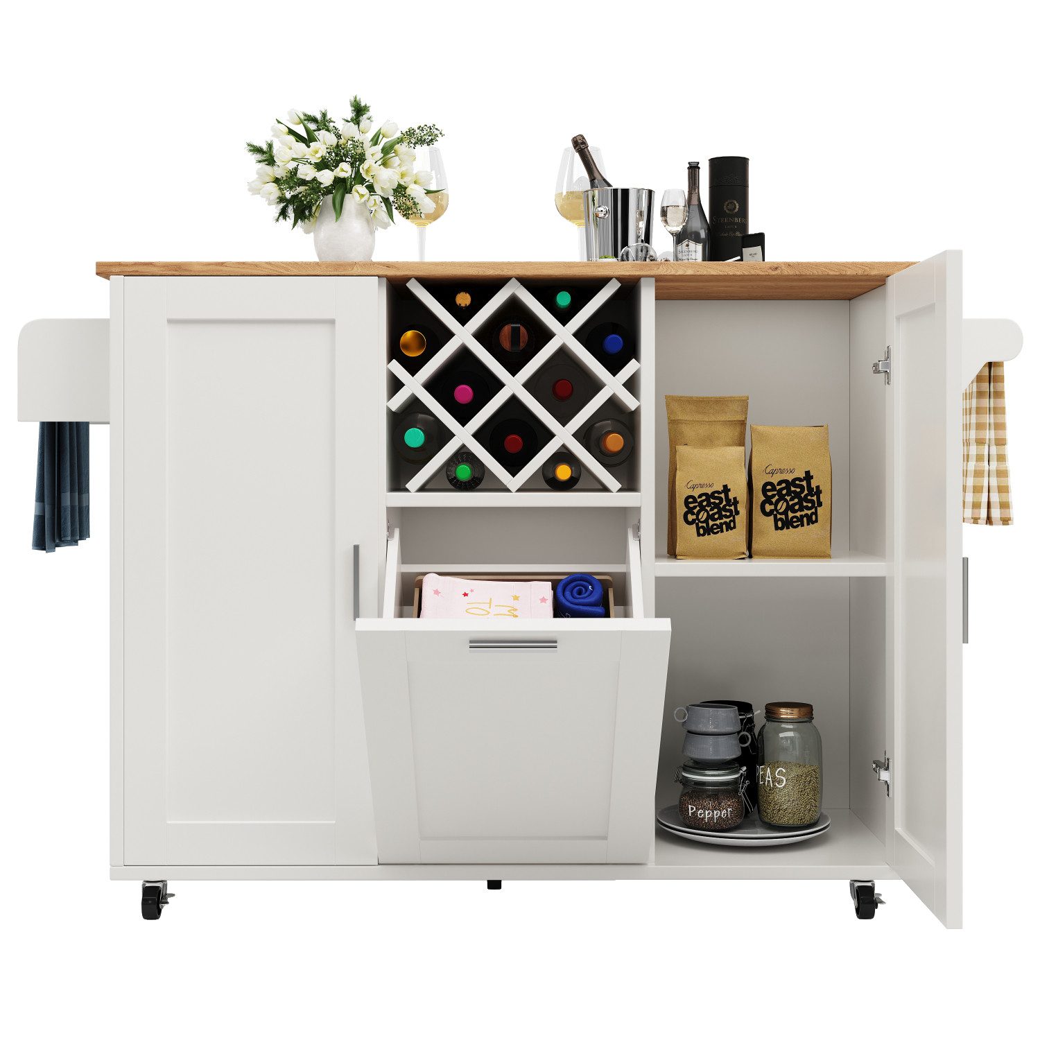Flieks Küchenwagen Kücheninsel mit Weinregal und günstig online kaufen