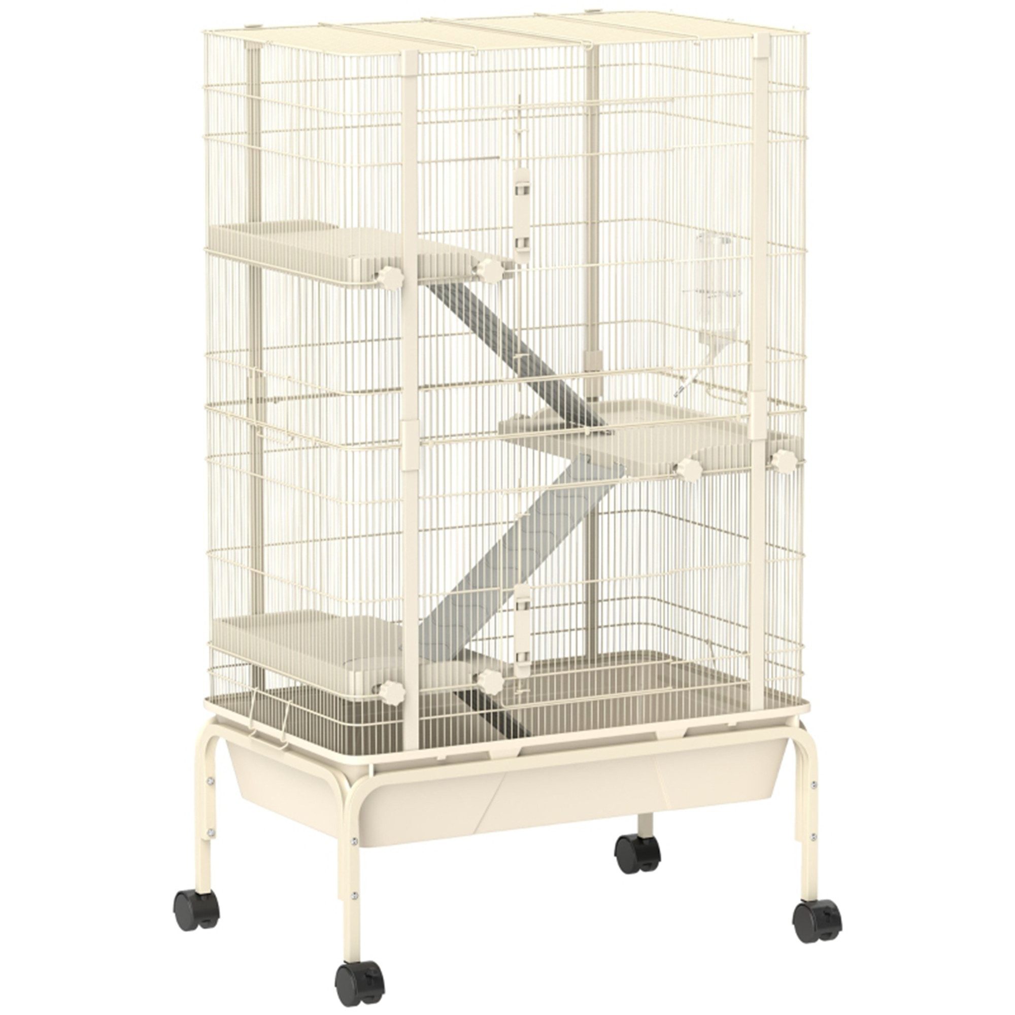 MC Star Kleintierkäfig Haustierkäfig mit 4 Ebenen, Futterschale, Wasserflasche, 88 x 48 x 150,5 cm, Beige