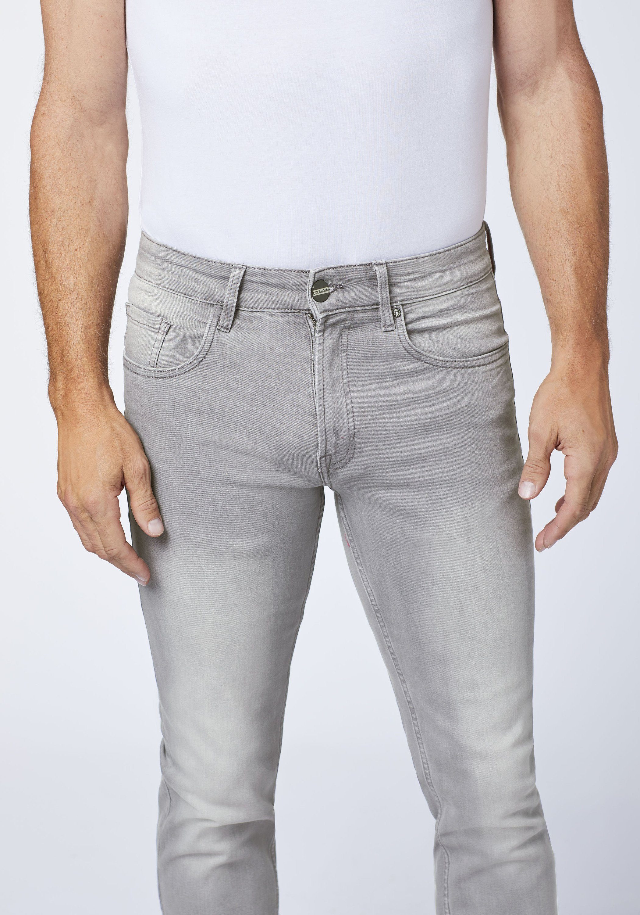 Oklahoma Jeans Straight-Jeans in hellgrauer Waschung (1-tlg)