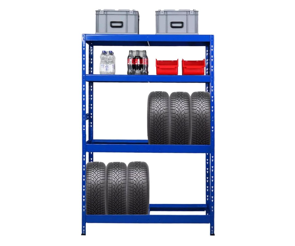 PROREGAL® Schwerlastregal Reifenregal Räderregal Garagenregal TIGER mit Ablage, Für Winterreifen Sommerreifen Allwetterreifen mit Fachböden
