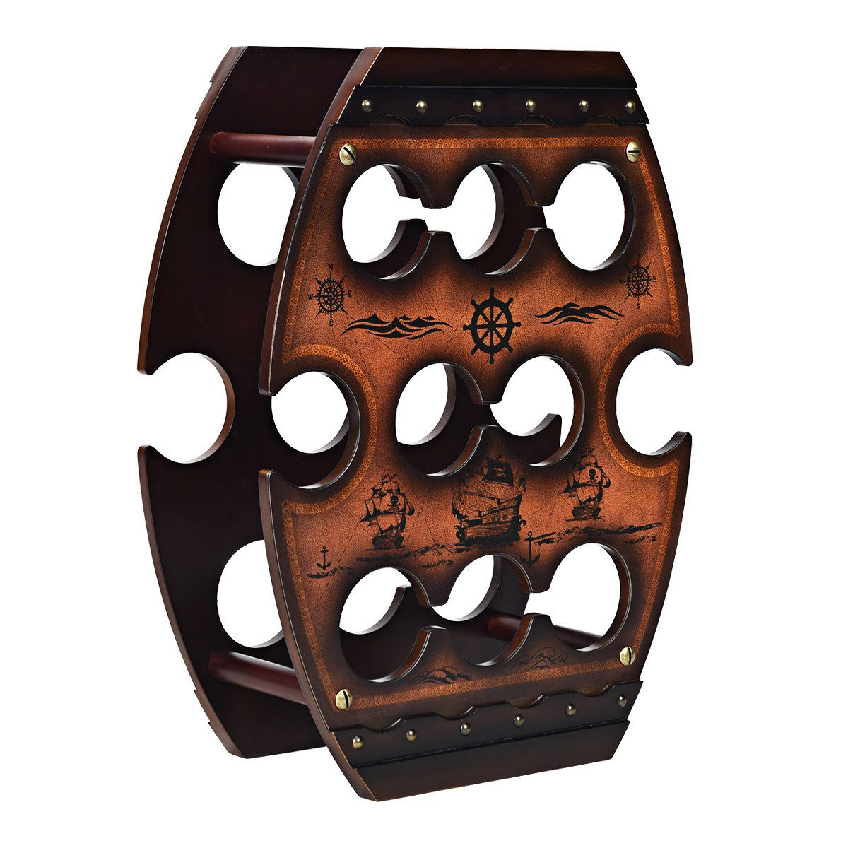 COSTWAY Weinregal, für 10 Flaschen, 45 cm x 20 cm x 59 cm