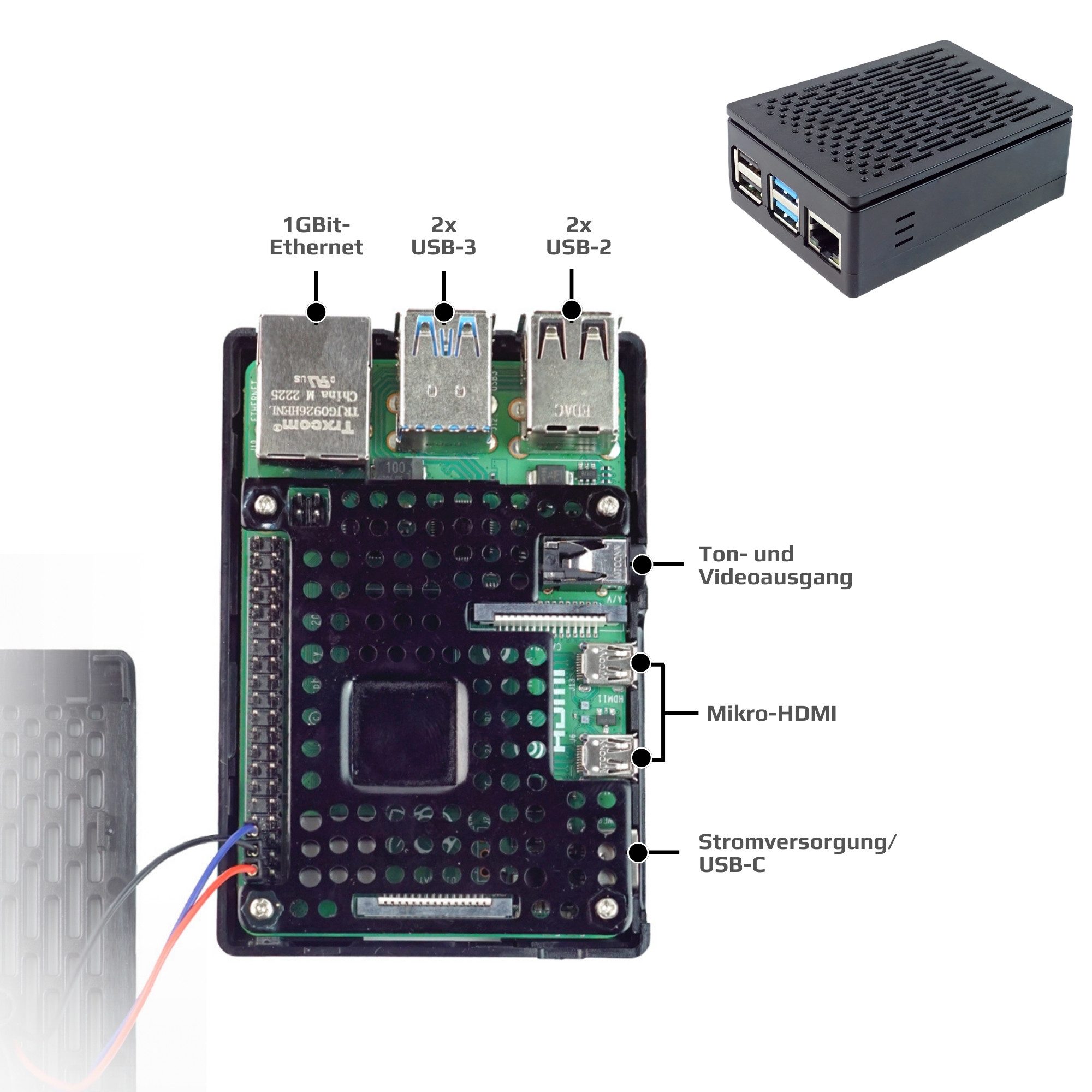 BerryBase BerryBase Raspberry Pi 4B 8GB Kit - Mini PC, USB-C, Micro HDMI Mini-PC Barebone