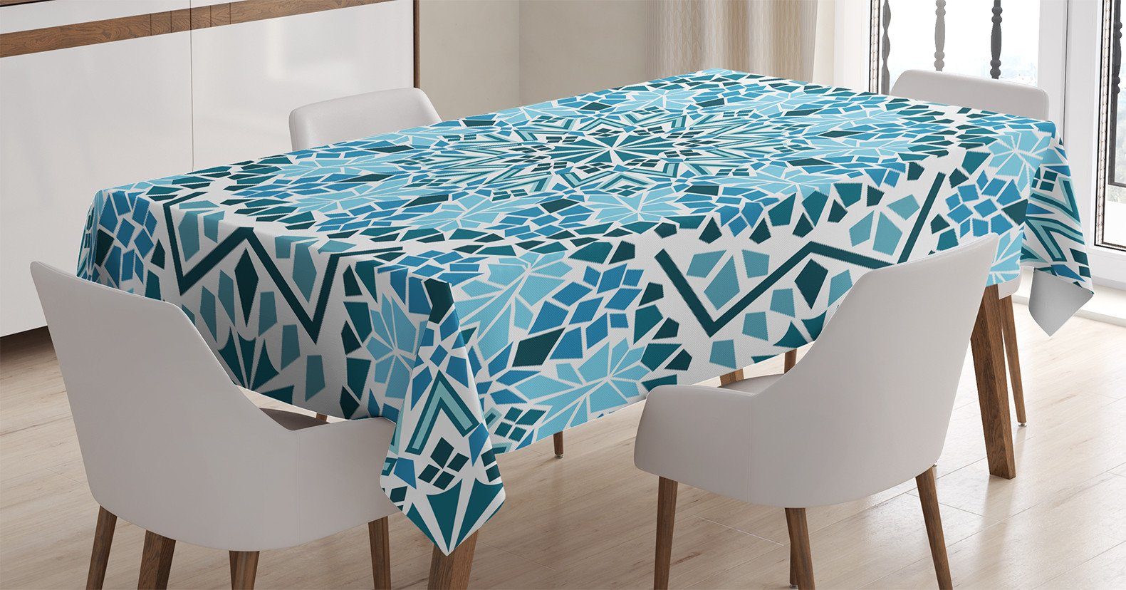 Abakuhaus Tischdecke Farbfest Waschbar Für den Außen Bereich geeignet Klare Farben, marokkanisch geometrische Mosaike