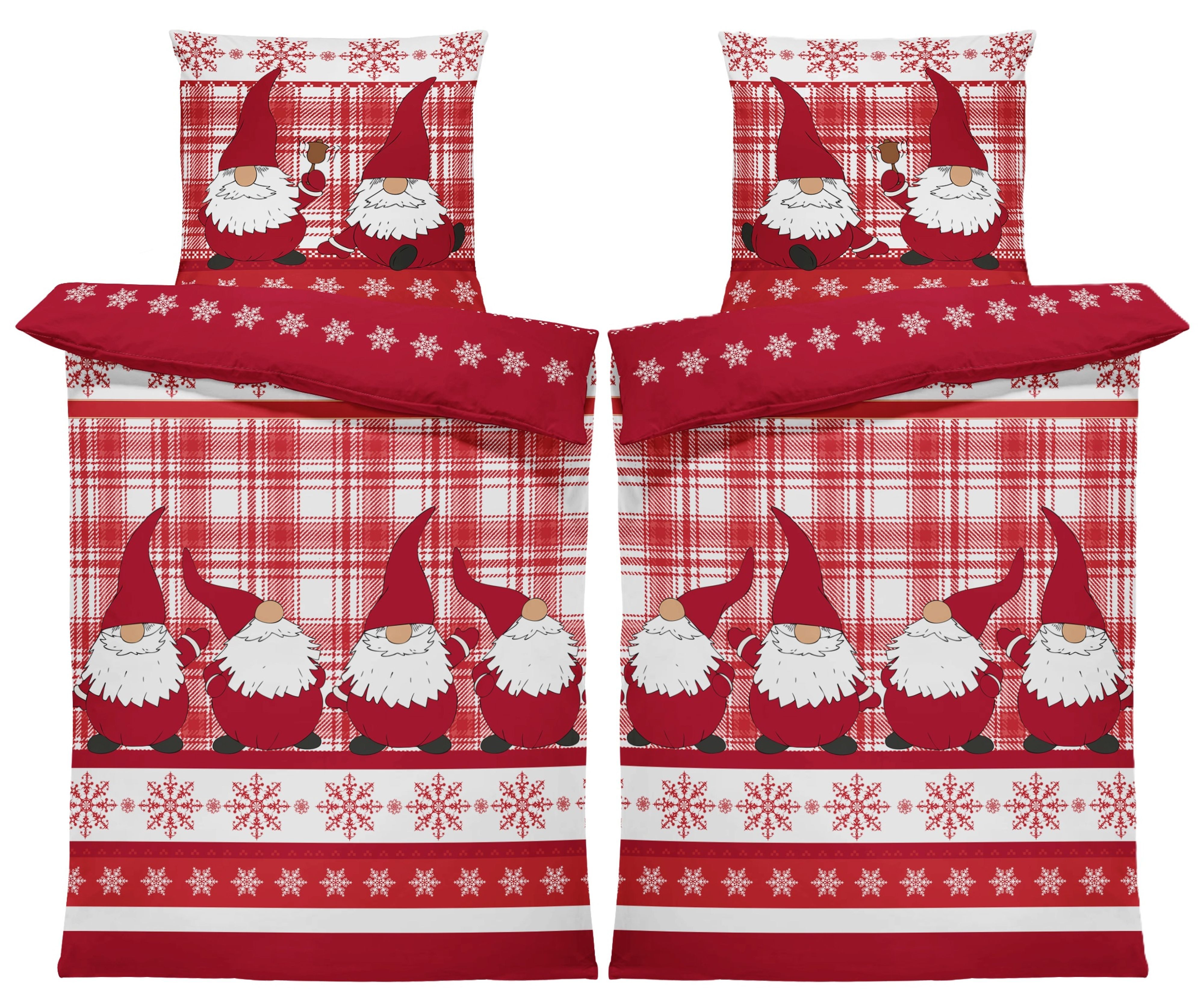 One Home Bettwäsche Wichtel Weihnachten Weihnachtsbettwäsche, Flanell, 4 te günstig online kaufen