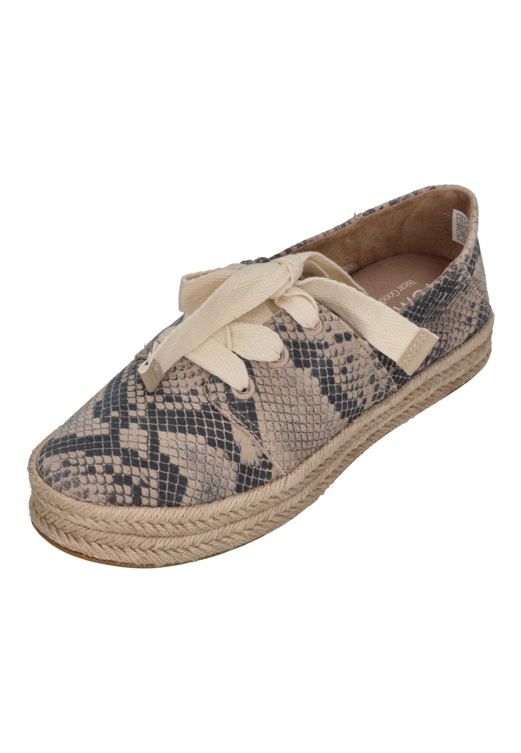 TOMS CAROLINA LACE UP Espadrille hot taupe snake suede