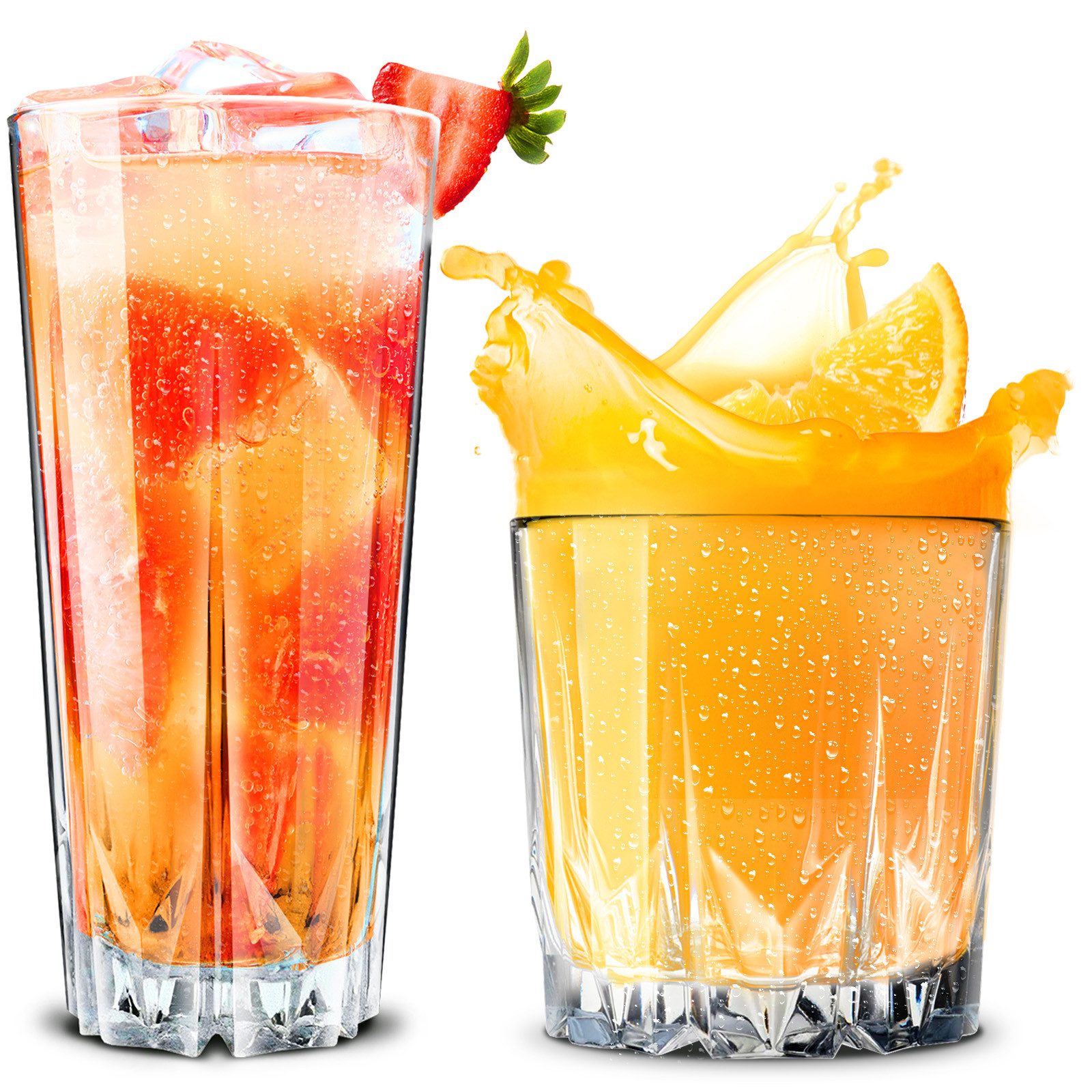 KONZEPT Gläser-Set 12 teilig, Trinkgläser, 6 Longdrinkgläser mit 6 kleine Wassergläser, 12-tlg., ideal als Saftgläser, Cocktailgläser und Kistallgläser für Whisky, Gin