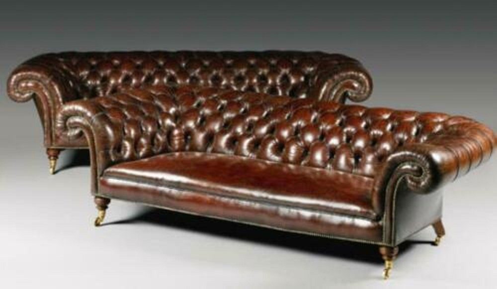 Sofagarnitur Sofa, Leder JVmoebel Polster Design 4-Sitzer Sofa Couch Chesterfield
