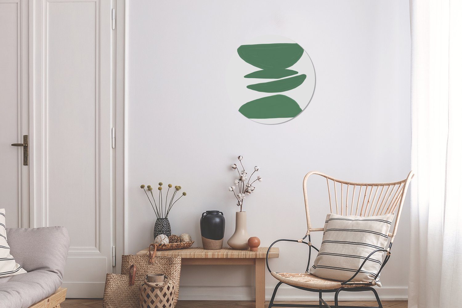 MuchoWow (1 Modern, Abstrakt Grün Formen Rundes St), - Wohnzimmer, cm Wanddekoration Kreis Gemälde - - Forex, 30x30 Wandbild,