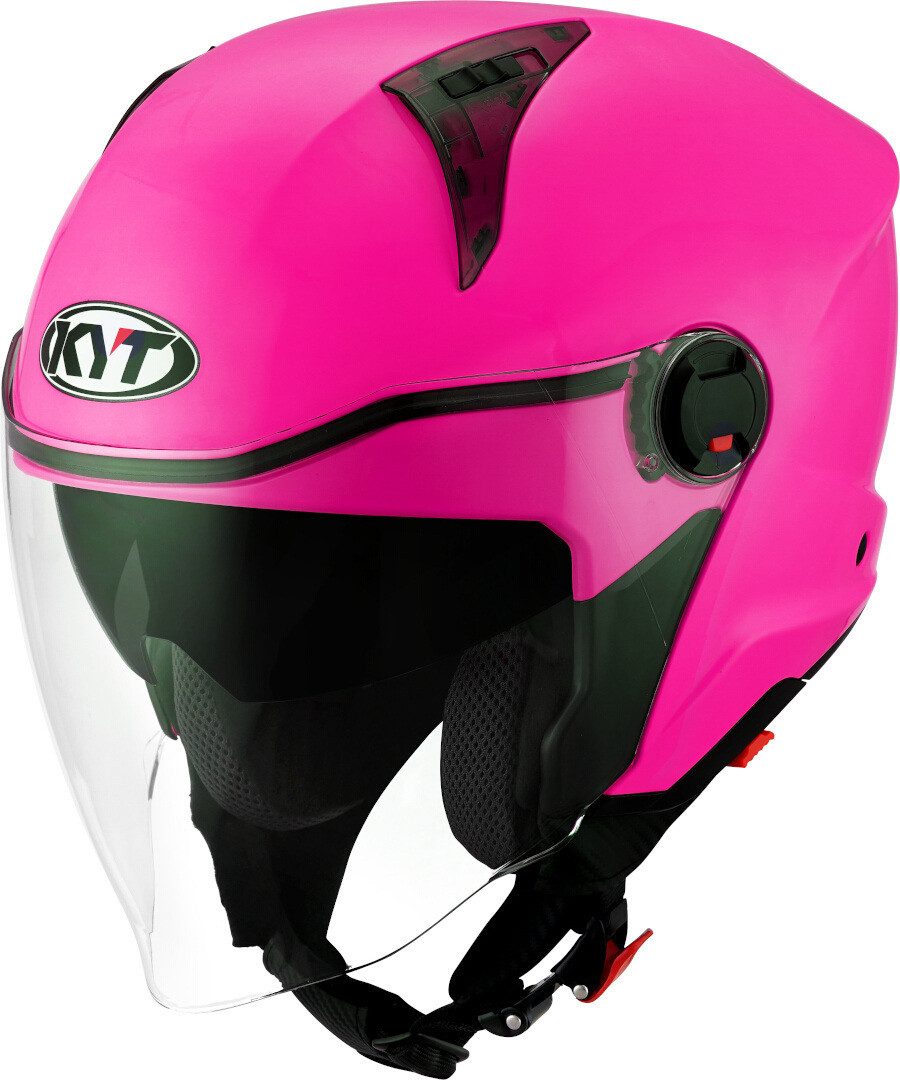 KYT Motorradhelm D-City Plain Jethelm, vorbereitet für Kommunikationssystem,integriertes Sonnenvisier