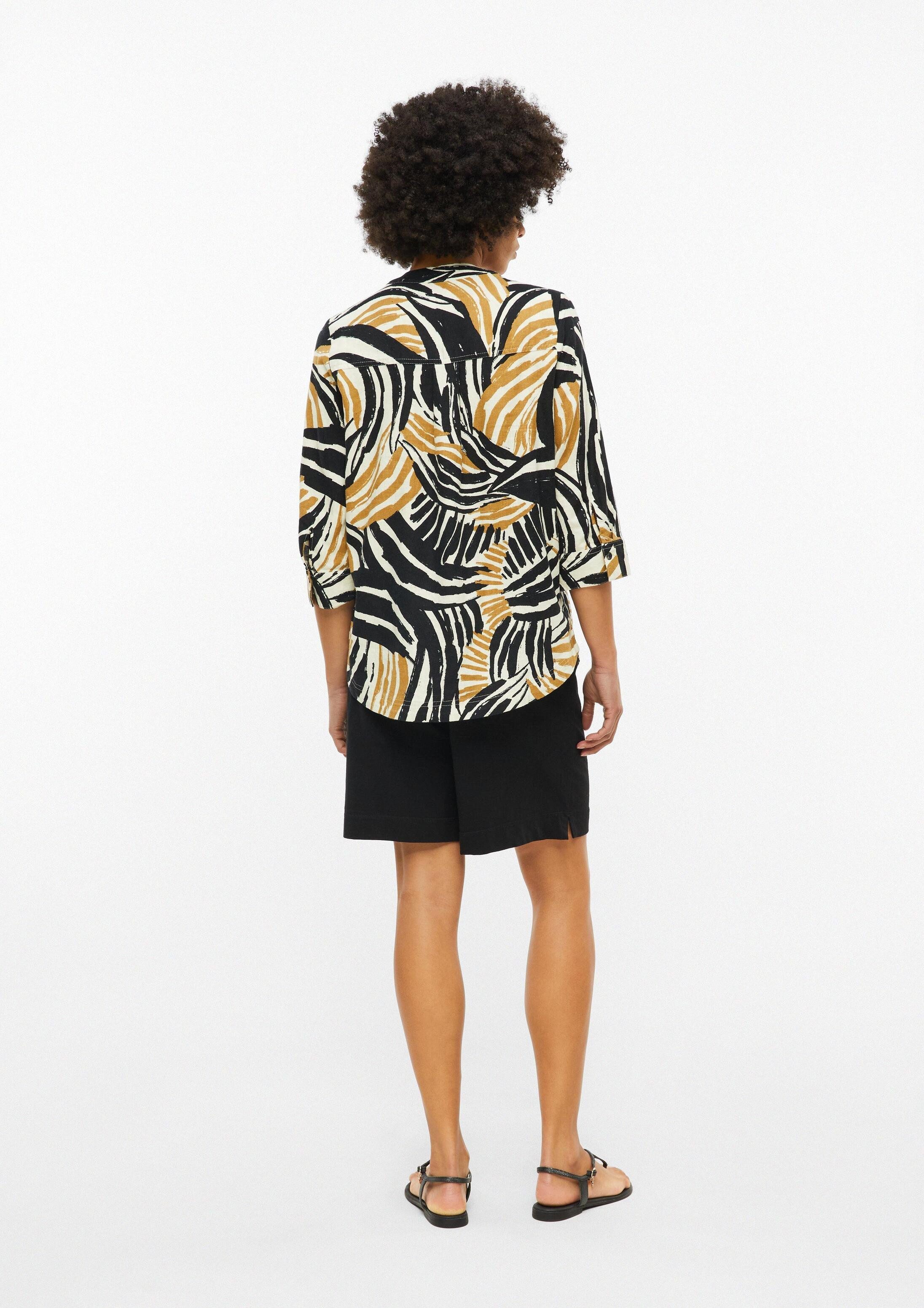 s.Oliver Kurzarmbluse Bluse Leinenmix-Bluse mit Turn-up