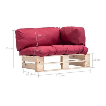 vidaXL Loungesofa Outdoor-Sofa Paletten mit Kissen in Rot Kiefernholz, 1 Teile