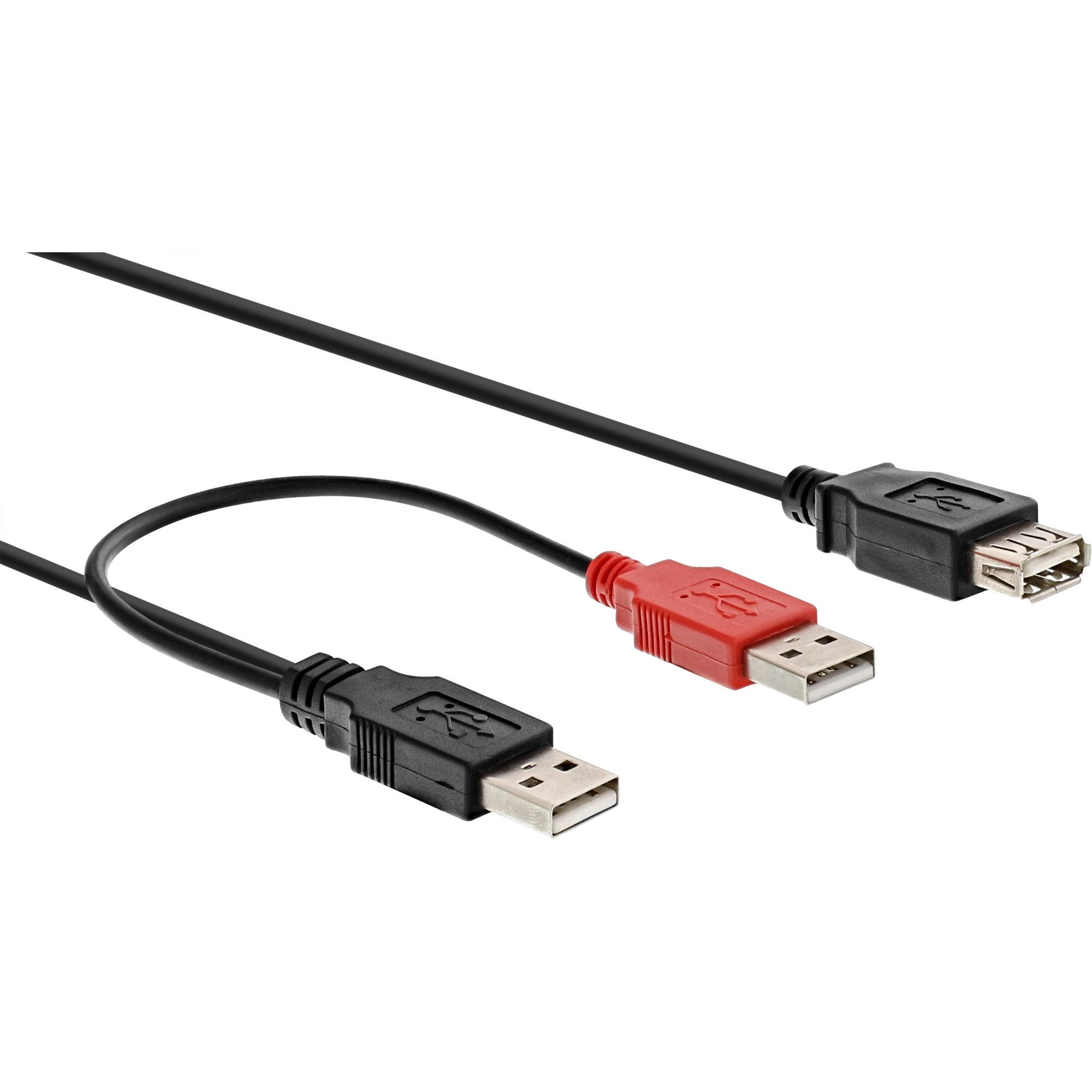 InLine® USB 2.0 Y-Anschlusskabel, 2x Stecker A an Buchse A, 0,2m USB-Kabel
