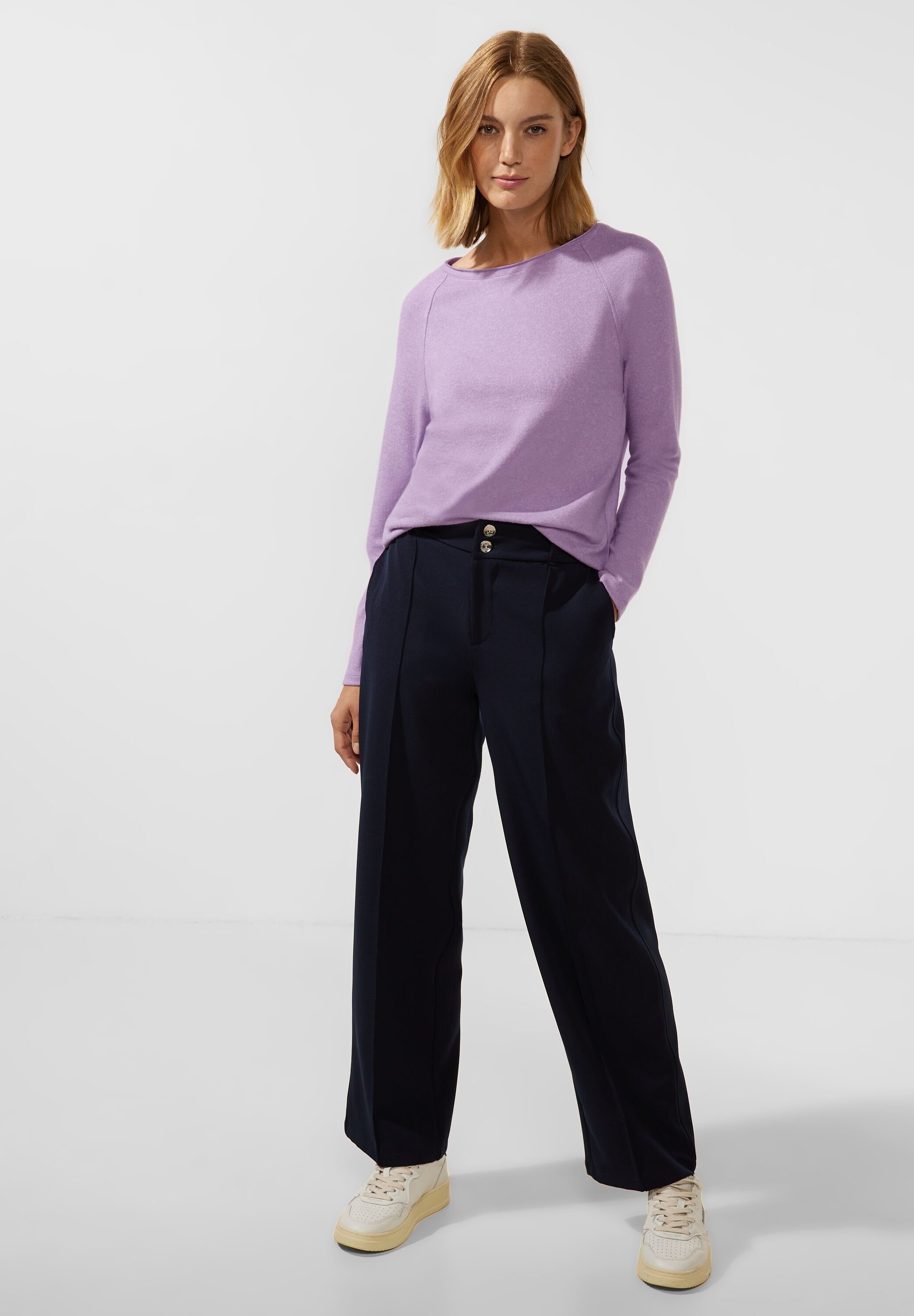 STREET mit pure ONE soft Rundhalsausschnitt melange Rundhalsshirt lilac