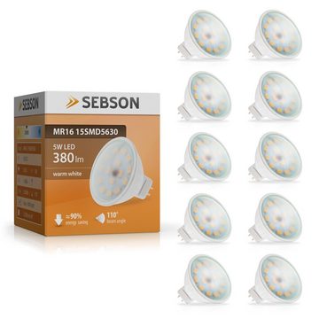 SEBSON LED-Leuchtmittel LED Lampe GU5.3 / MR16 warmweiß 5W 12V DC Leuchtmittel - 10er Pack