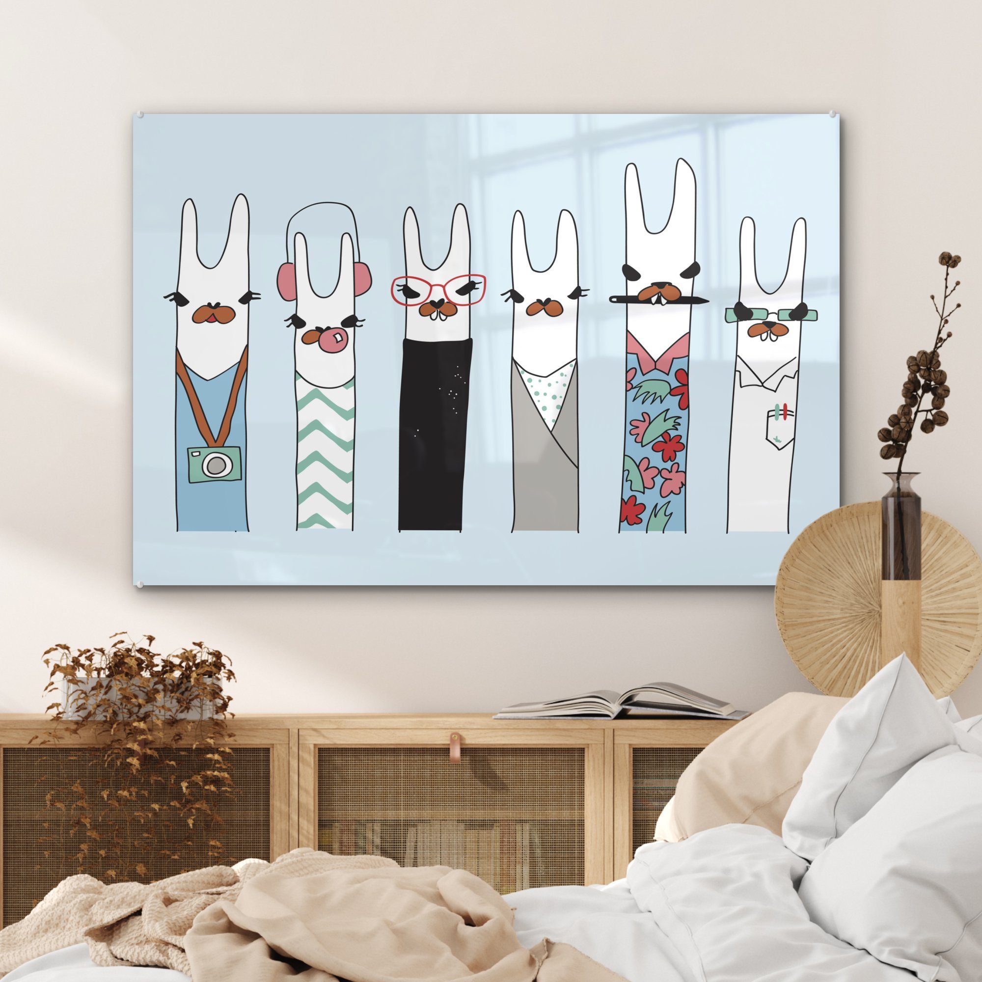 MuchoWow Acrylglasbild Lama (1 Schlafzimmer Wohnzimmer St), Acrylglasbilder - Zeichnung, - Berufe &