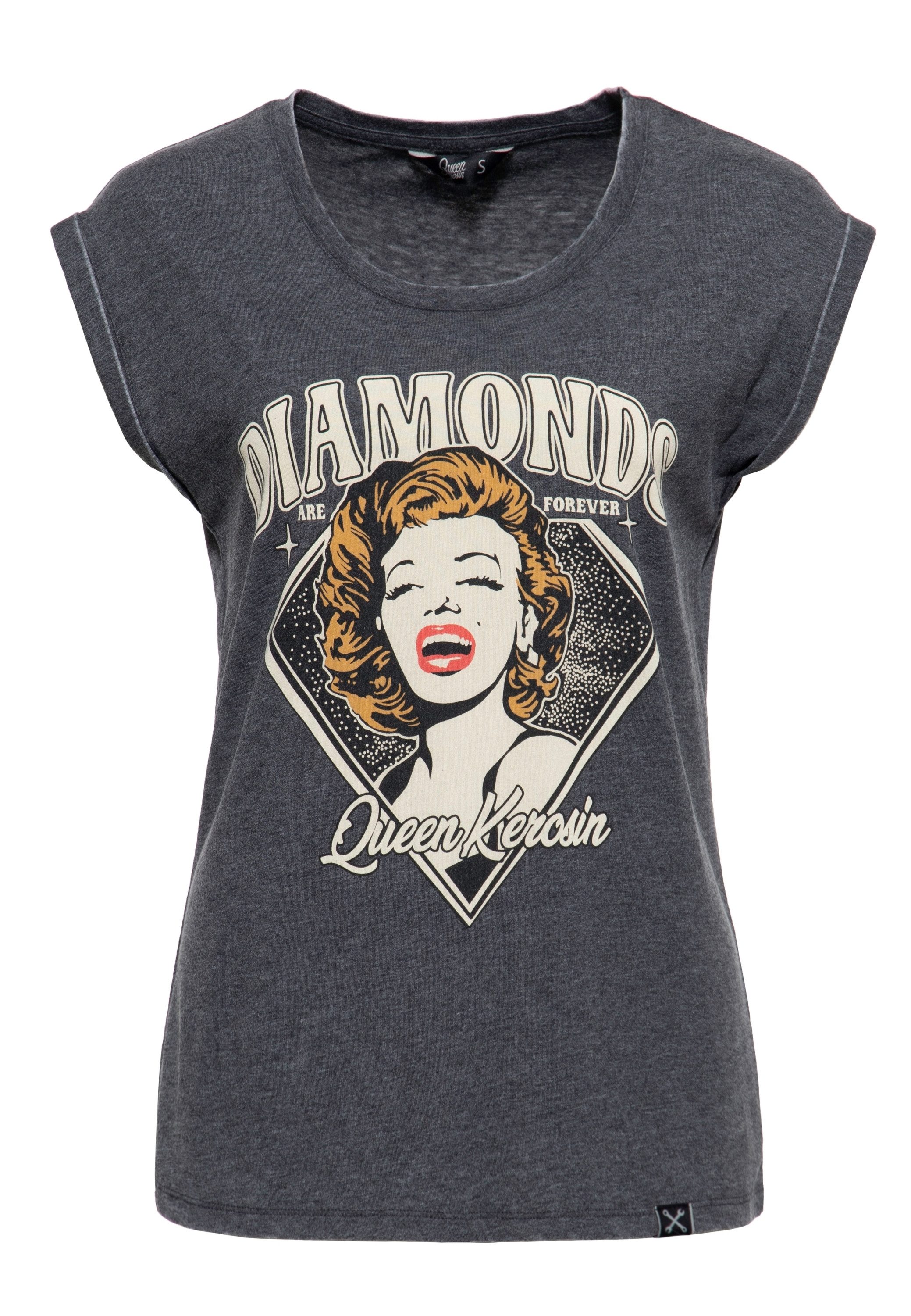 QueenKerosin T-Shirt Diamonds (1-tlg) mit Frontprint günstig online kaufen