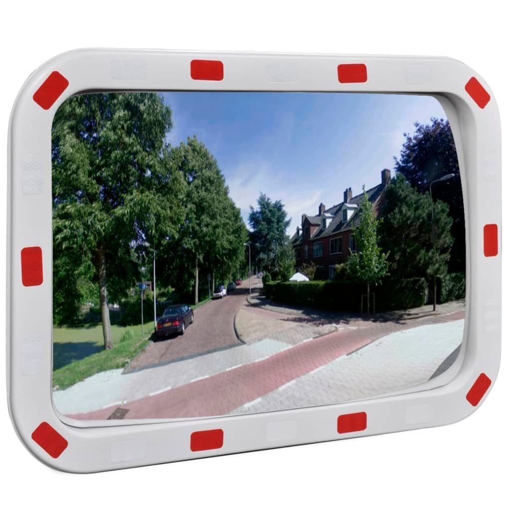 vidaXL Verkehrsschild Verkehrsspiegel Konvex Viereckig 40×60 cm mit Reflektoren, (1 St)