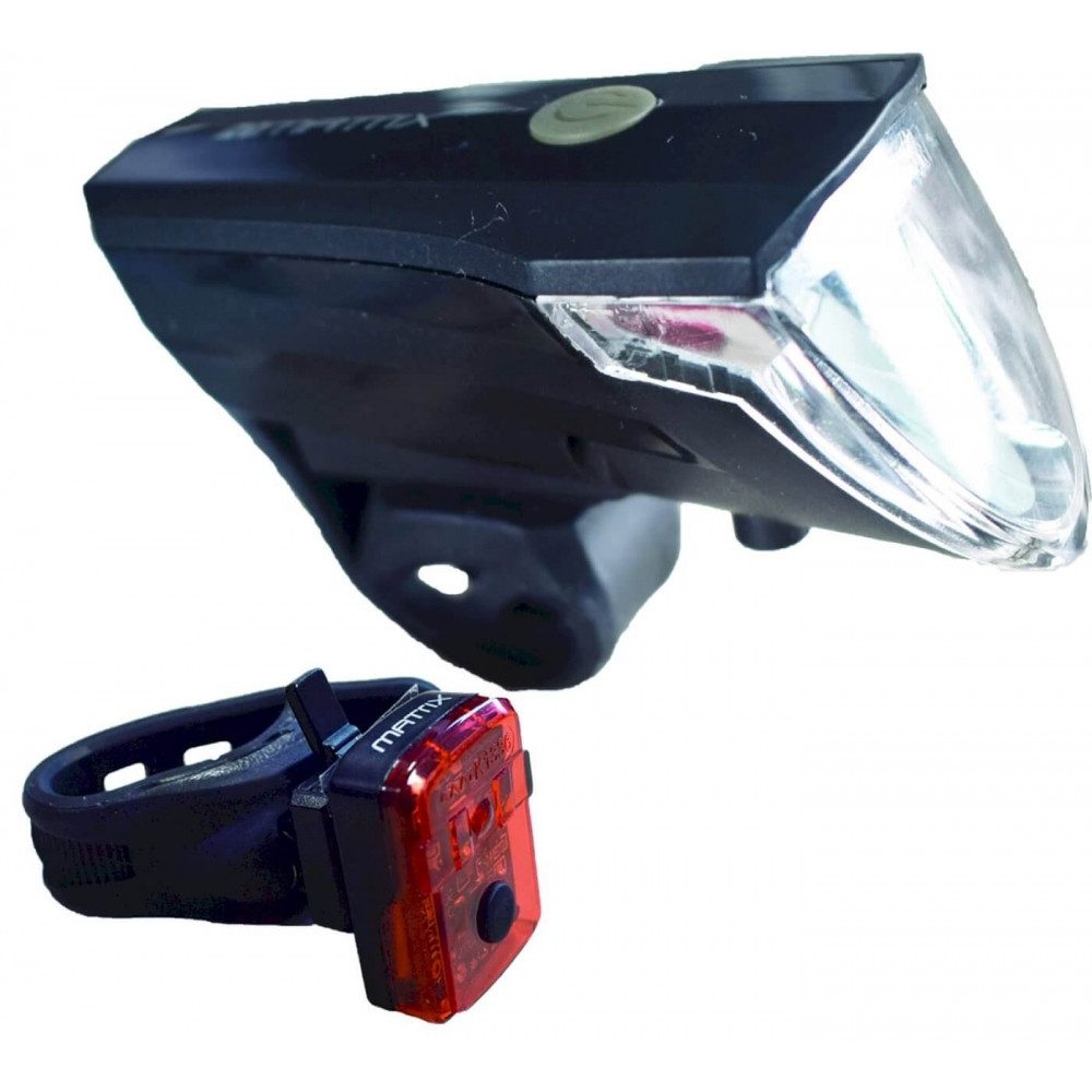 MATRIX Fahrradbeleuchtung BLS 29 LED Akkuleuchten Set 60 LUX schwarz
