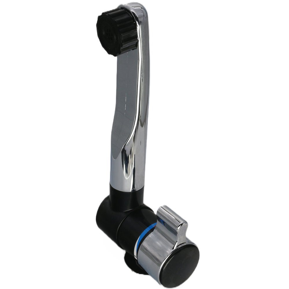 Comet Waschtischarmatur Wasserhahn + Schalter schwenkbar schwarz/chrom