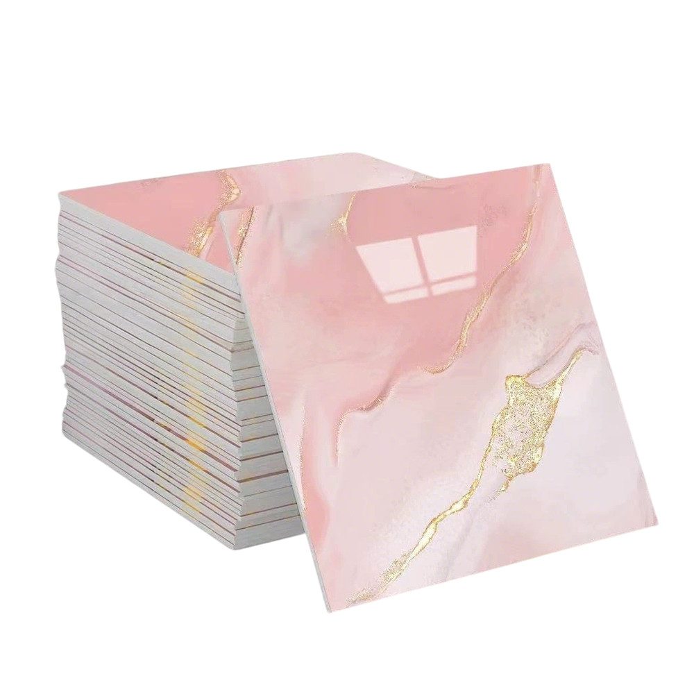 Agger Wandfliese Selbstklebend, Tile Stickers 10 Stück, Peel and Stick Tiles 30X30CM, 30x30, Rosa, Wasserfest & Schmutzabweisend, Fliesenaufkleber Marmor
