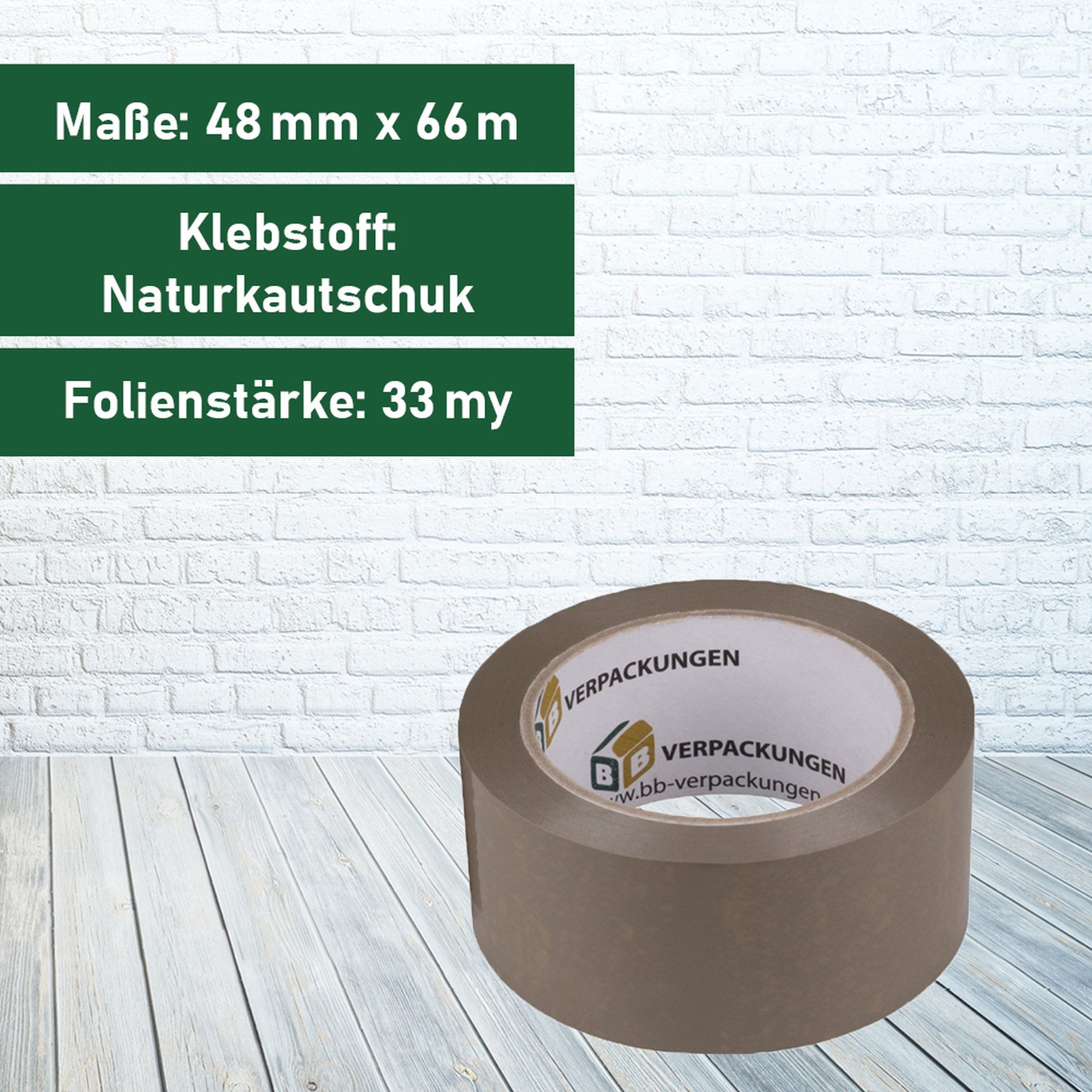 BB-Verpackungen Paket-Klebeband Klebeband PVC braun mit Naturkautschuk (6-St)