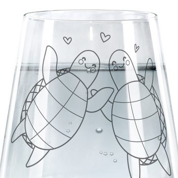 Mr. & Mrs. Panda Glas Schildkröten Paar - Transparent - Geschenk, Trinkglas, Valentinstag, Premium Glas, Hochwertige Lasergravur