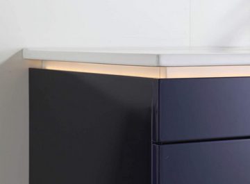 Faizee Möbel Badmöbel-Set Badmöbel- Set Schwarz/Weiß/Königsblau Keramik/Granit 120 cm, (Komplett-Set, 5-St), badmöbel set 120cm komplett Set LED-Spiegel mit Touch-Funktion