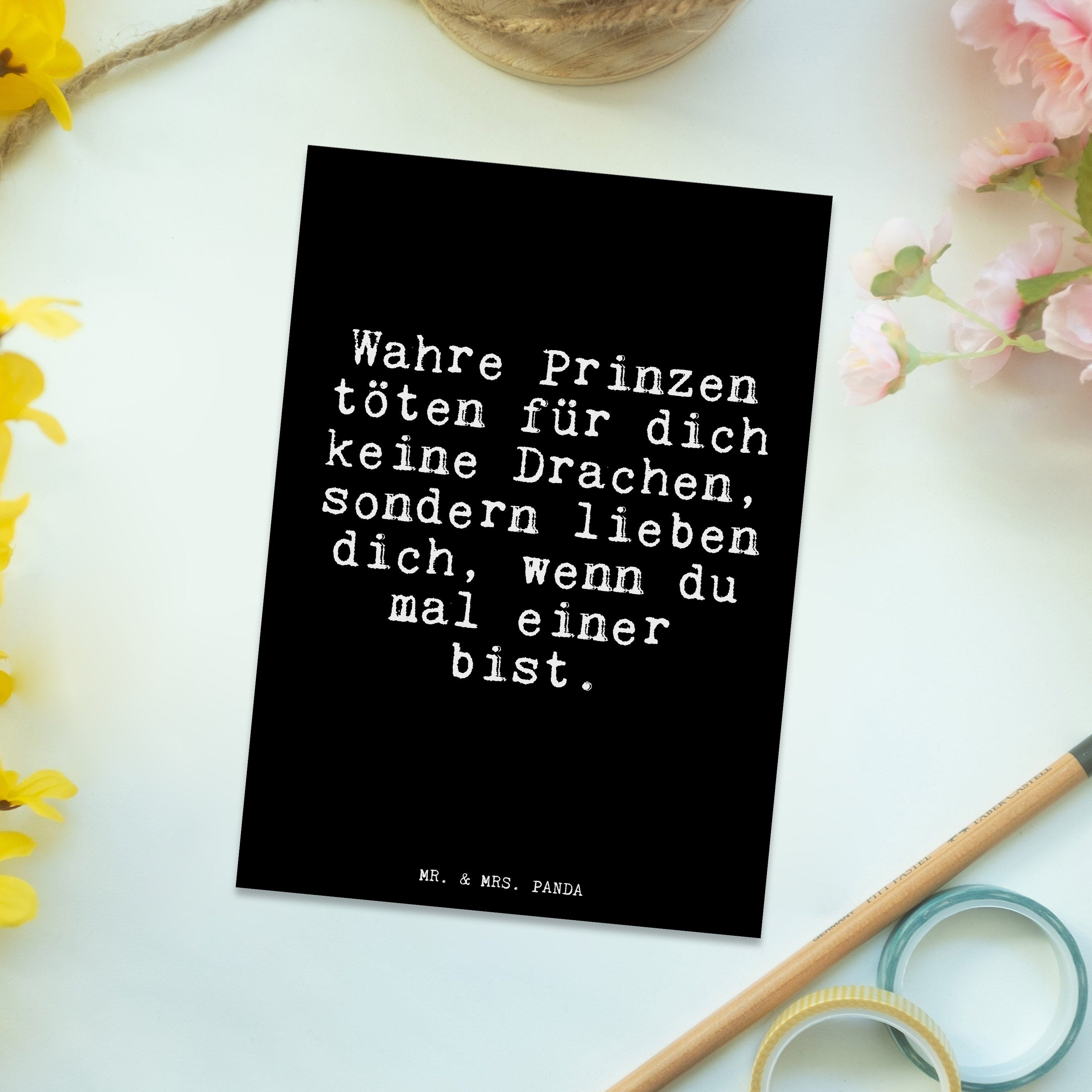 Mr. Grußkarte Postkarte Geschenk, töten - für... Mrs. Prinzen Schwarz Wahre - Panda & Freundin,