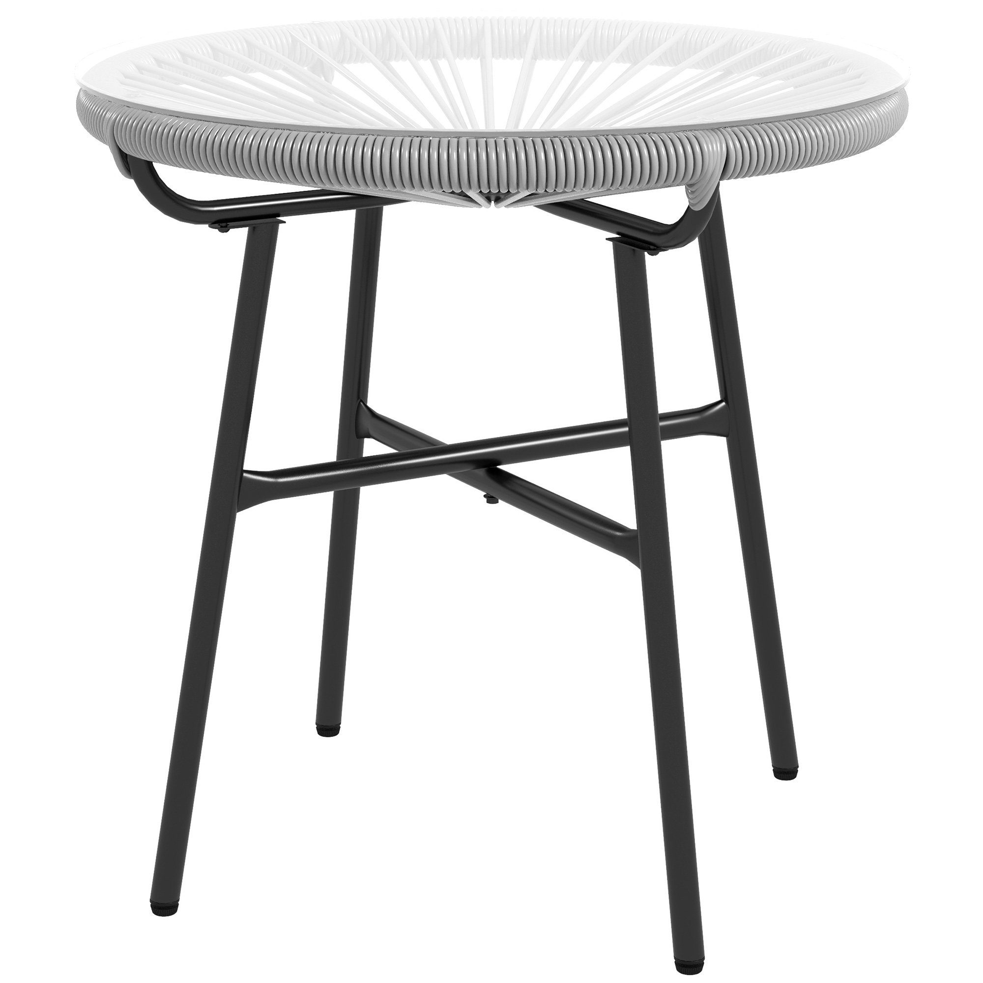 Outsunny Gartentisch Kaffeetisch mit Glastischplatte (Ratten günstig online kaufen