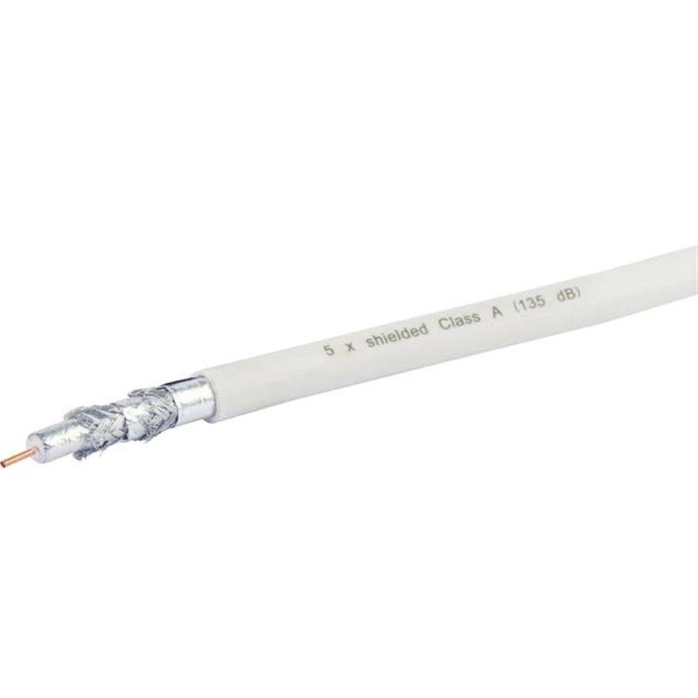 Schwaiger SAT Koaxialkabel (135 dB) SAT-Kabel, Installationskabel, weiß, 10m, 5-fach geschirmt, Feuchtigkeitsresistent