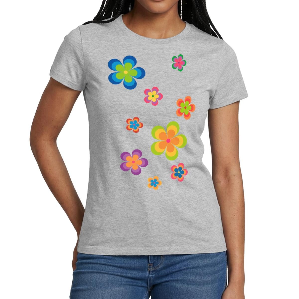 T-Shirt Hippie Flower Power Blumen Frauen T-Shirt