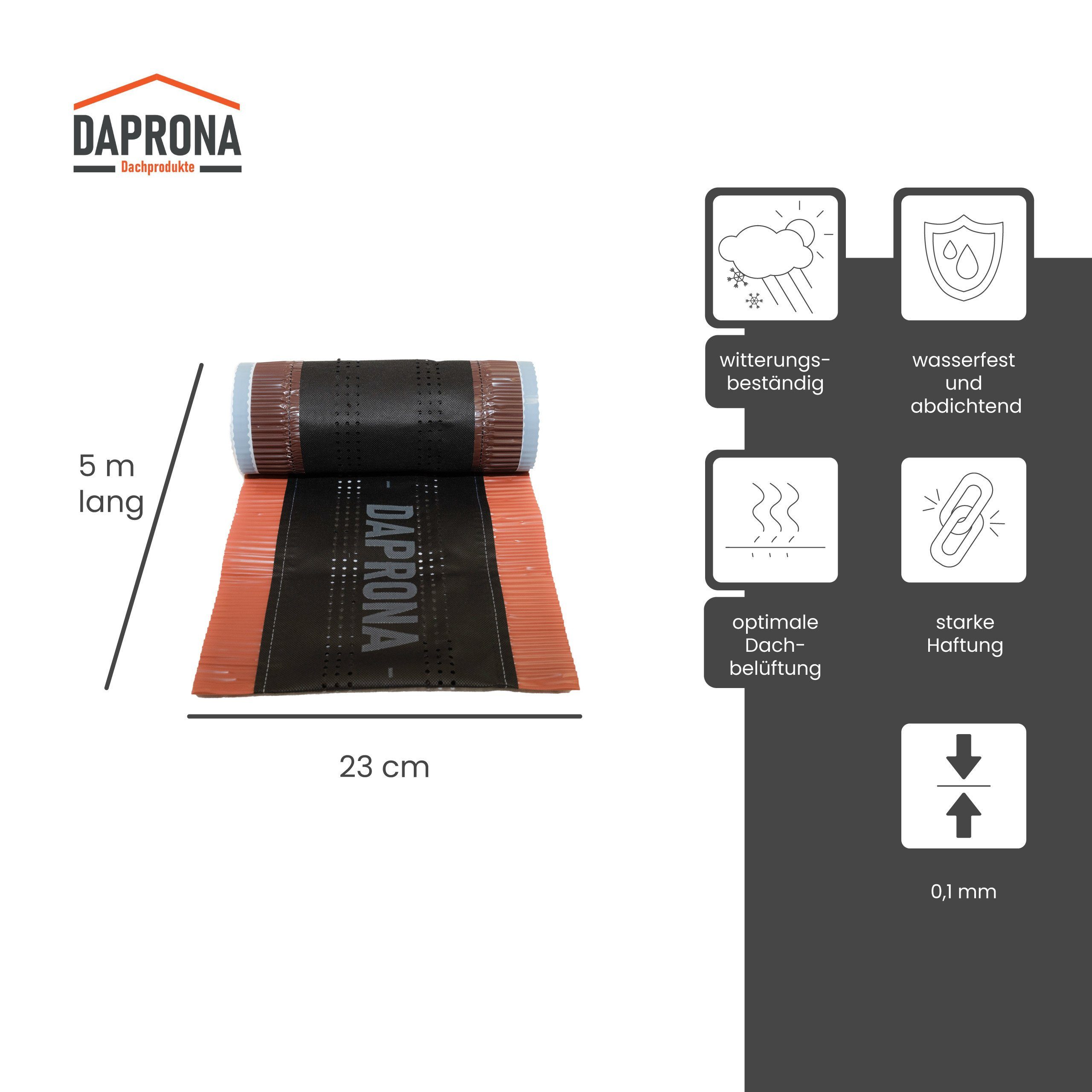 Firstrolle optimale Abdeckung, Rollfirst Super eine Dachfirst 1-St), Dichtungsband, Vent (Firstband, Alu für Super DAPRONA Butylkleber Rot 5m,