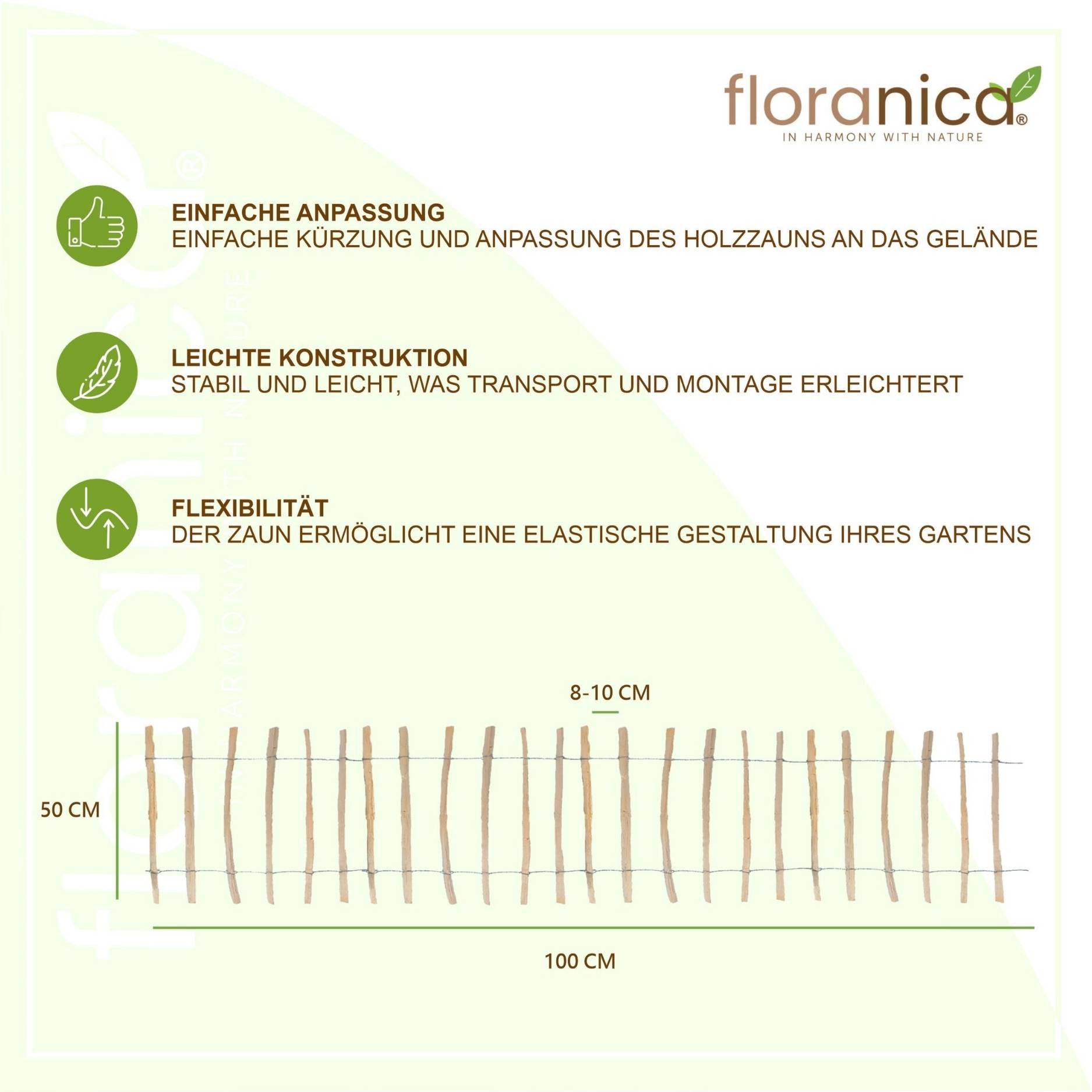 Floranica Staketenzaun Gartenzaun aus Haselnuss oder Kastanie, Steckzaun, R günstig online kaufen