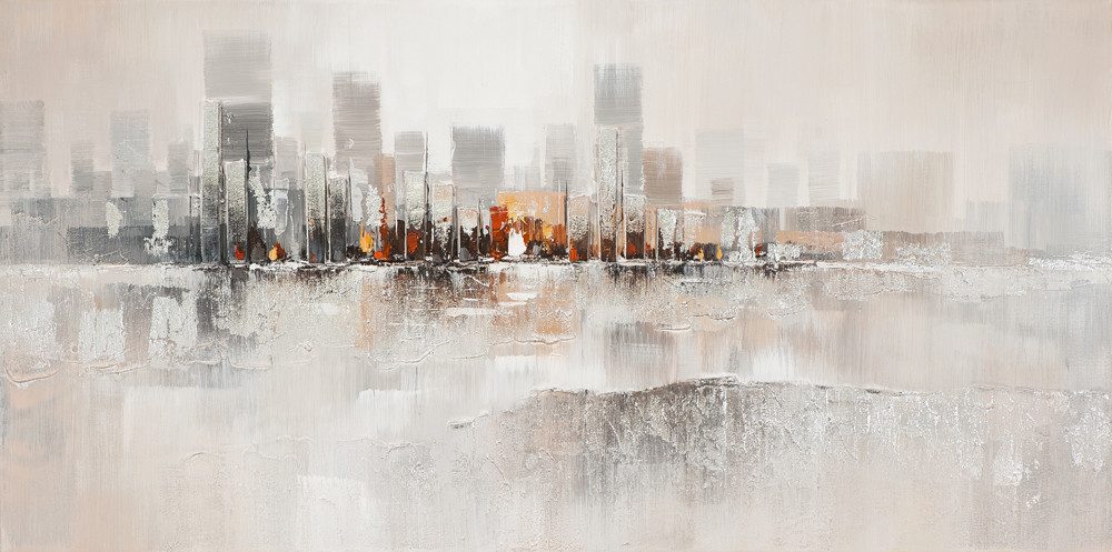 ArtUniverse Gemälde Leinwandbild Verträumte Skyline 70 x 140 cm, Städtemotiv