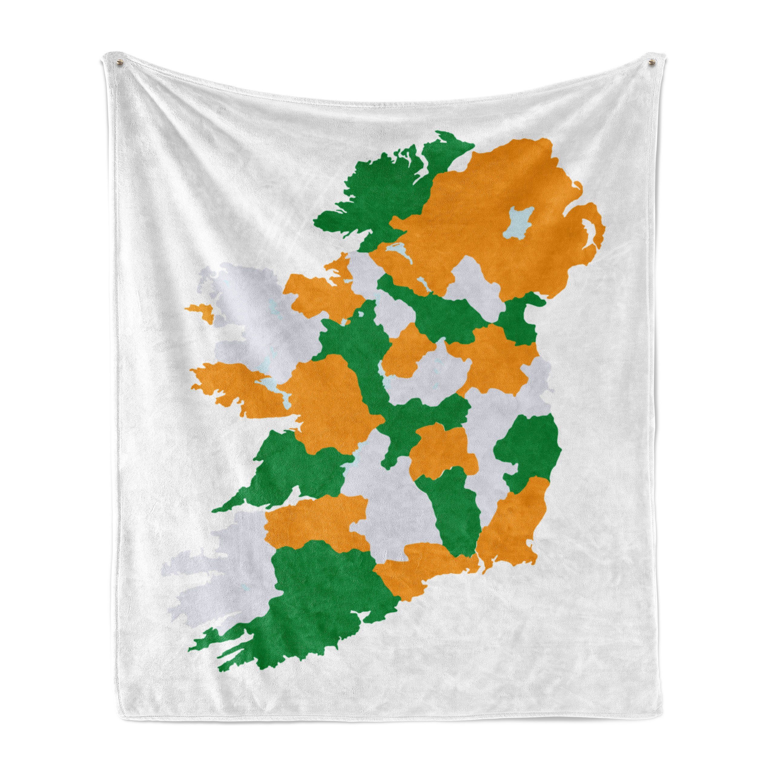 Wohndecke Gemütlicher Plüsch für den Innen- und Außenbereich, Abakuhaus, Irland Karte Irish Themed-Layout