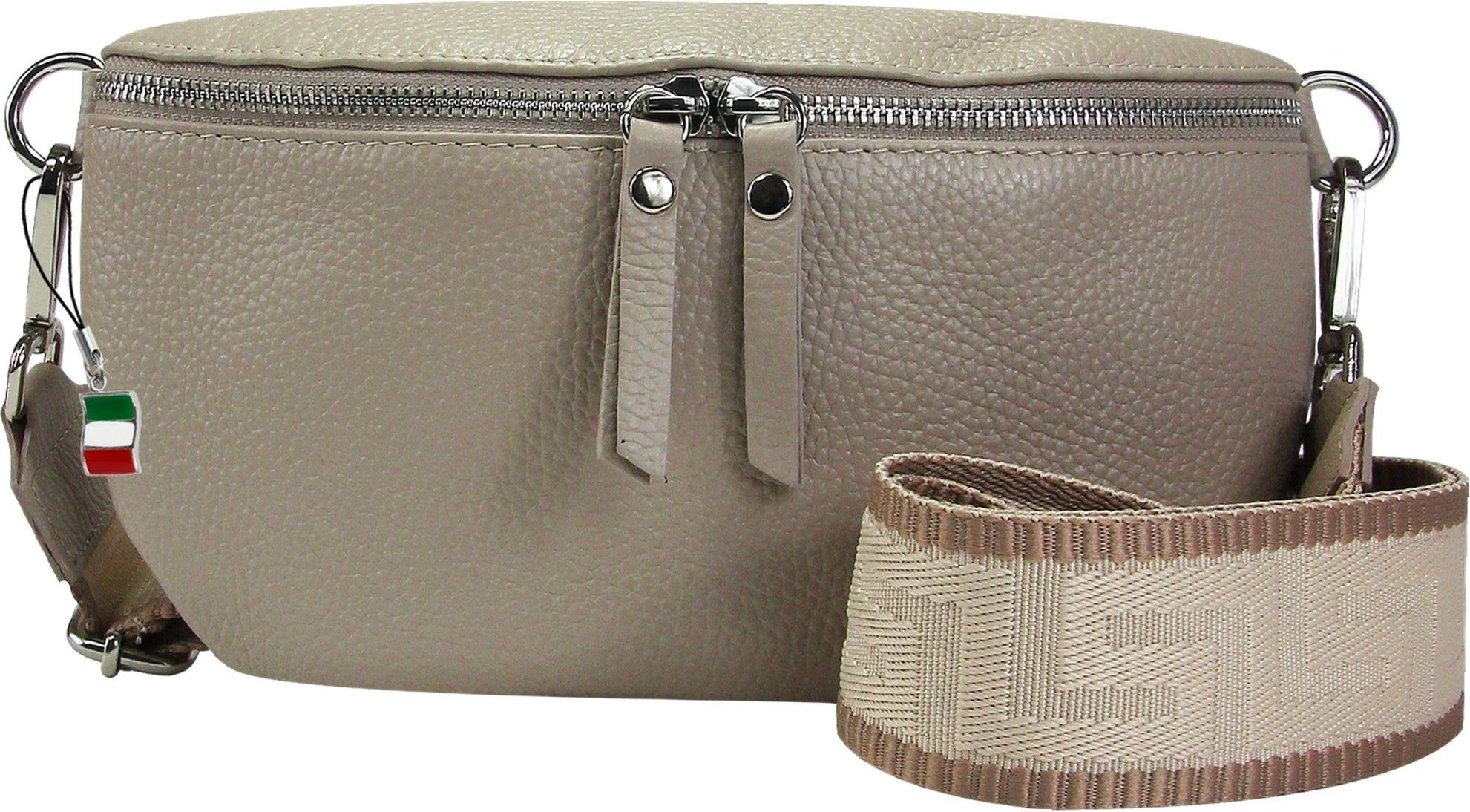 FLORENCE Gürteltasche Florence Echtleder Gürteltasche Damen (Gürteltasche), Damen Leder Gürteltasche, taupe, beige, mehrfarbig ca. 25cm