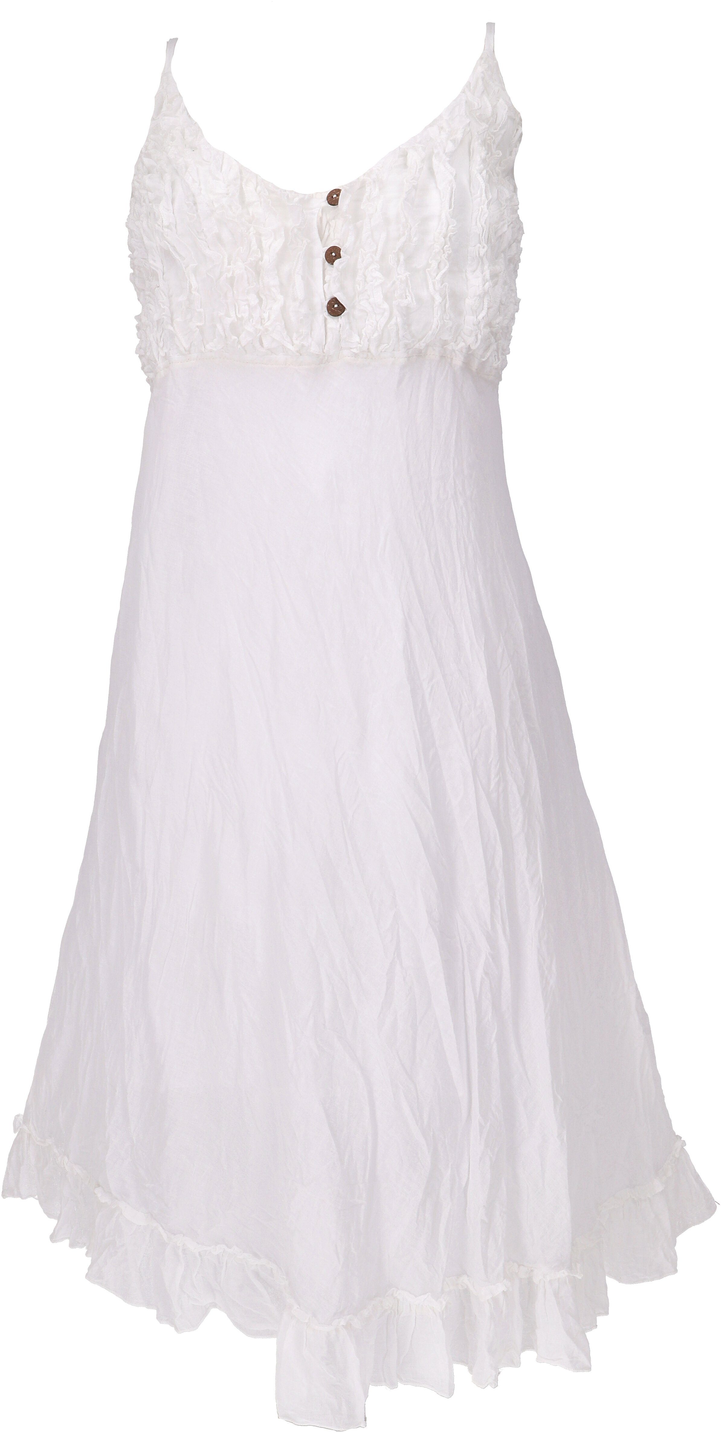 Boho Krinkelkleid,.. luftiges weiß Sommerkleid, alternative Midikleid Guru-Shop Bekleidung