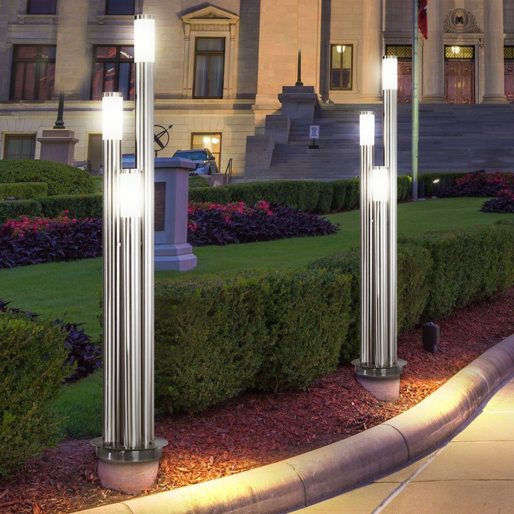 etc-shop Stehleuchte LED Leuchtmittel Warmweiß, groß, Außen Gartenleuchte Stehlampe, LED Außen inklusive, Wegeleuchten Edelstahl