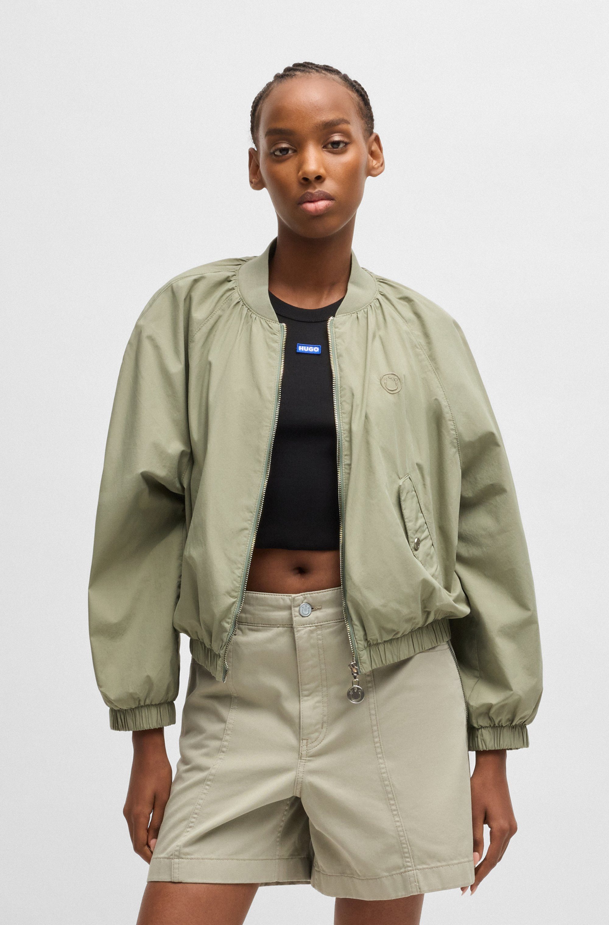 HUGO Blue Kurzblazer Asata mit Raglanärmeln Bomberjacke Bomber