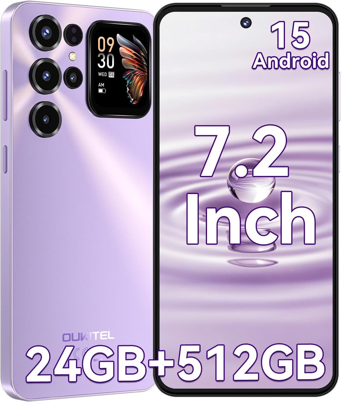OUKITEL C68 Plus Android 15 Smartphone (18,28 cm/7.2 Zoll, 512 GB Speicherplatz, 64 MP Kamera, 6000mAh, 24(8+16)GB+512GB /1TB, 7.2" HD+ 120Hz, Dual SIM/ NFC)