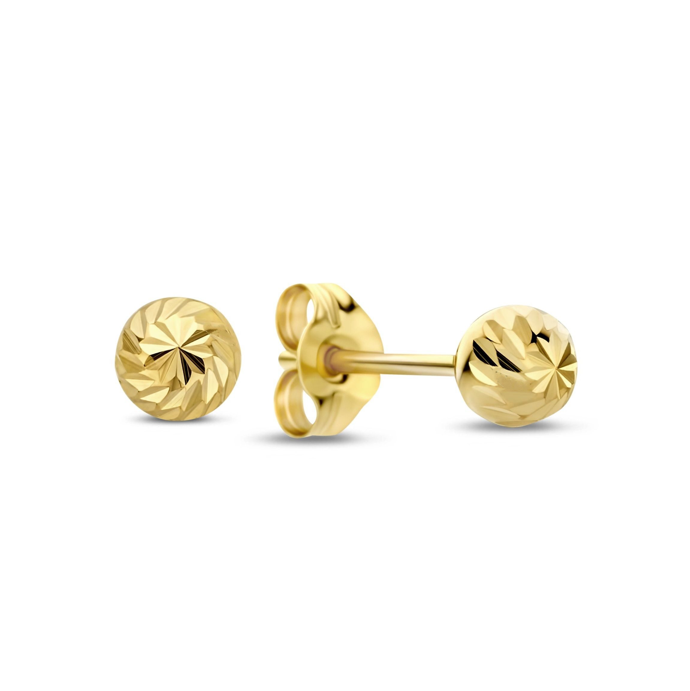 Paar Ohrstecker 585er Gelbgold Ohrstecker Kugel diamantiert