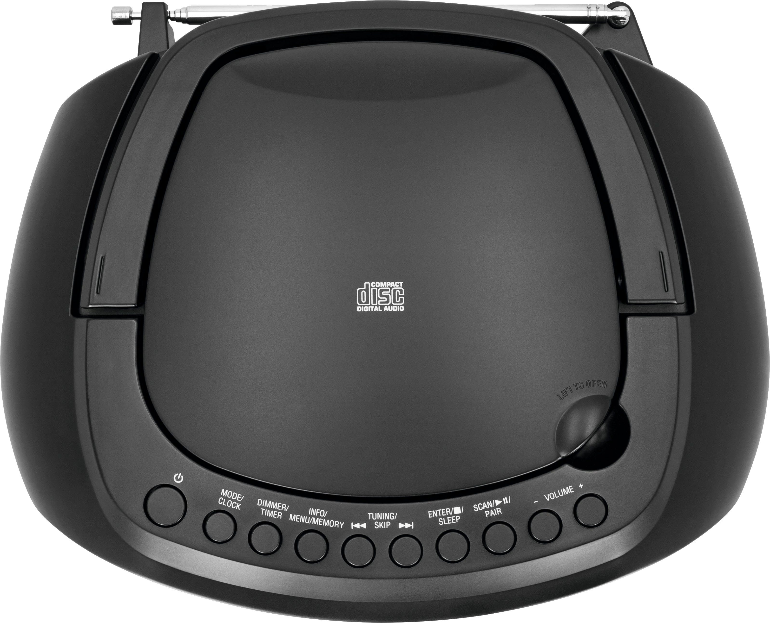 Bluetooth, TechniSat (Digitalradio Batteriebetrieb UKW, Stereo- DAB+, Boombox CD-Player, 1990 (DAB), USB, schwarz FM-Tuner, mit möglich) Digitradio