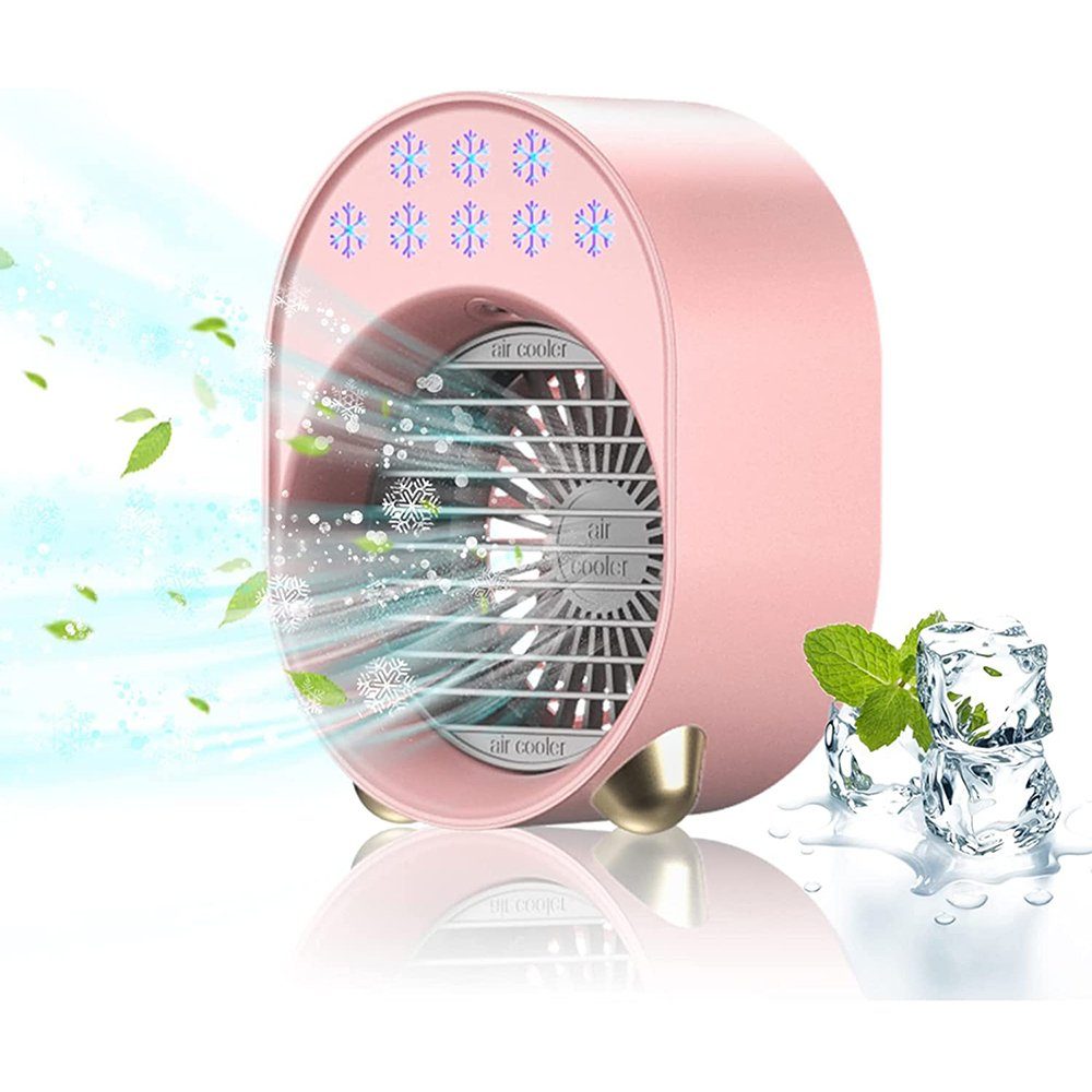 Mini Verdunstungskühlung, Tischturmventilator Ventilator, Klimaanlage mit Luftkühler GelldG rosa