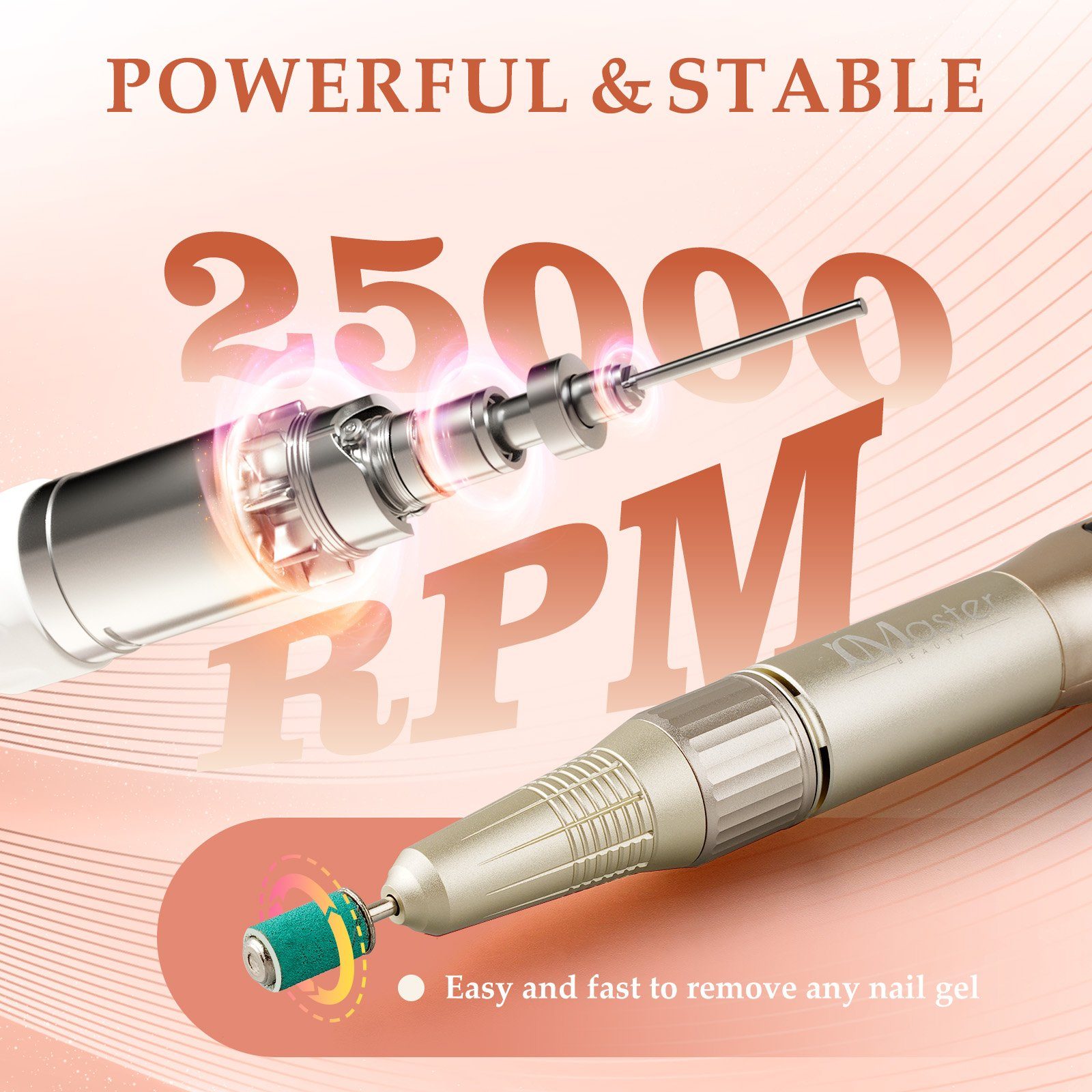 JCMaster Maniküre-Pediküre-Set, Nagelfräser,2200mAh Powerbank,LED-Display,Max 25000RPM, mit Bohrer-Set