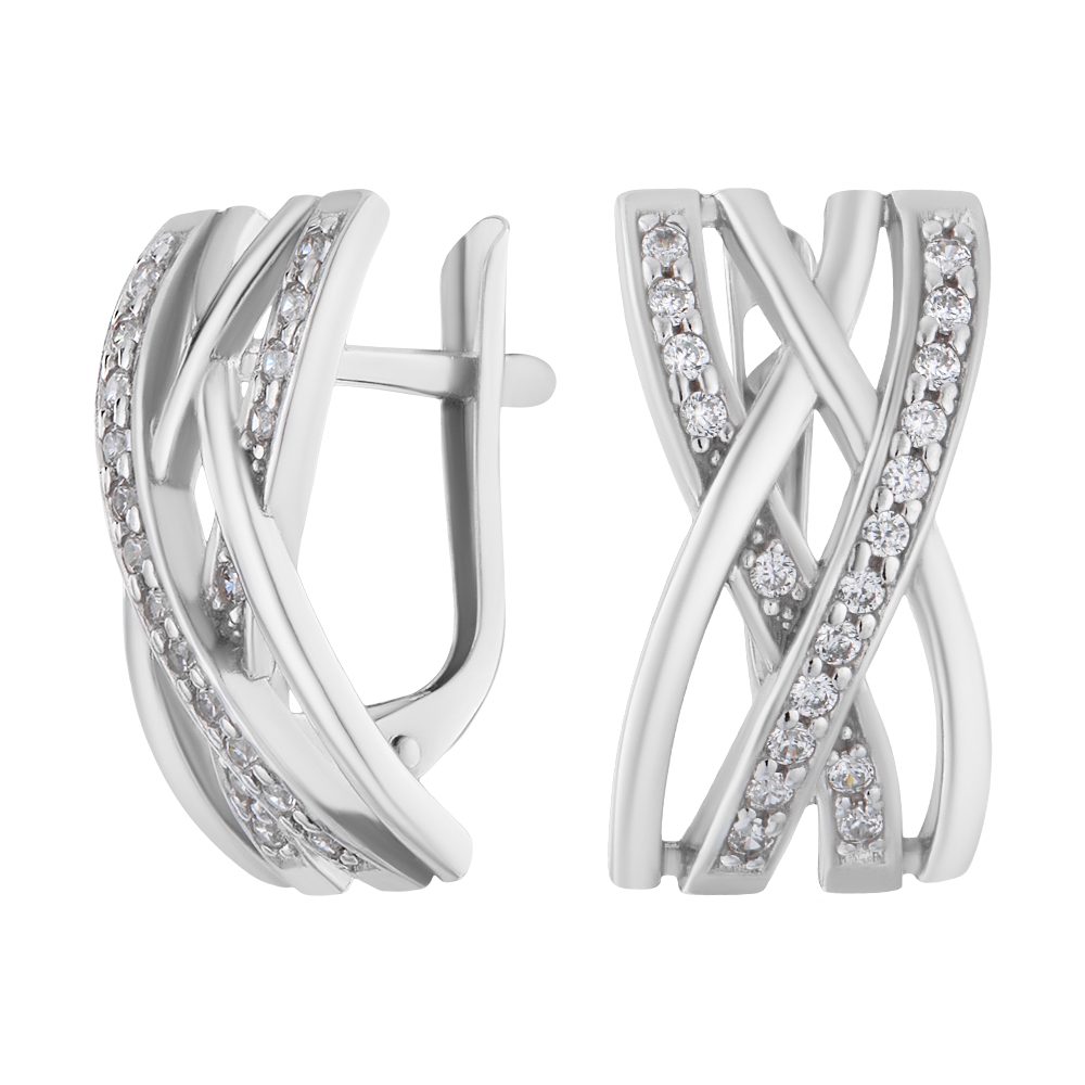 Valentinstagsgeschenk Secretforyou Creolen-Set Ohrringe Kreolen 925 Silber Zirkonia Steine Echtschmuck, silberfarben