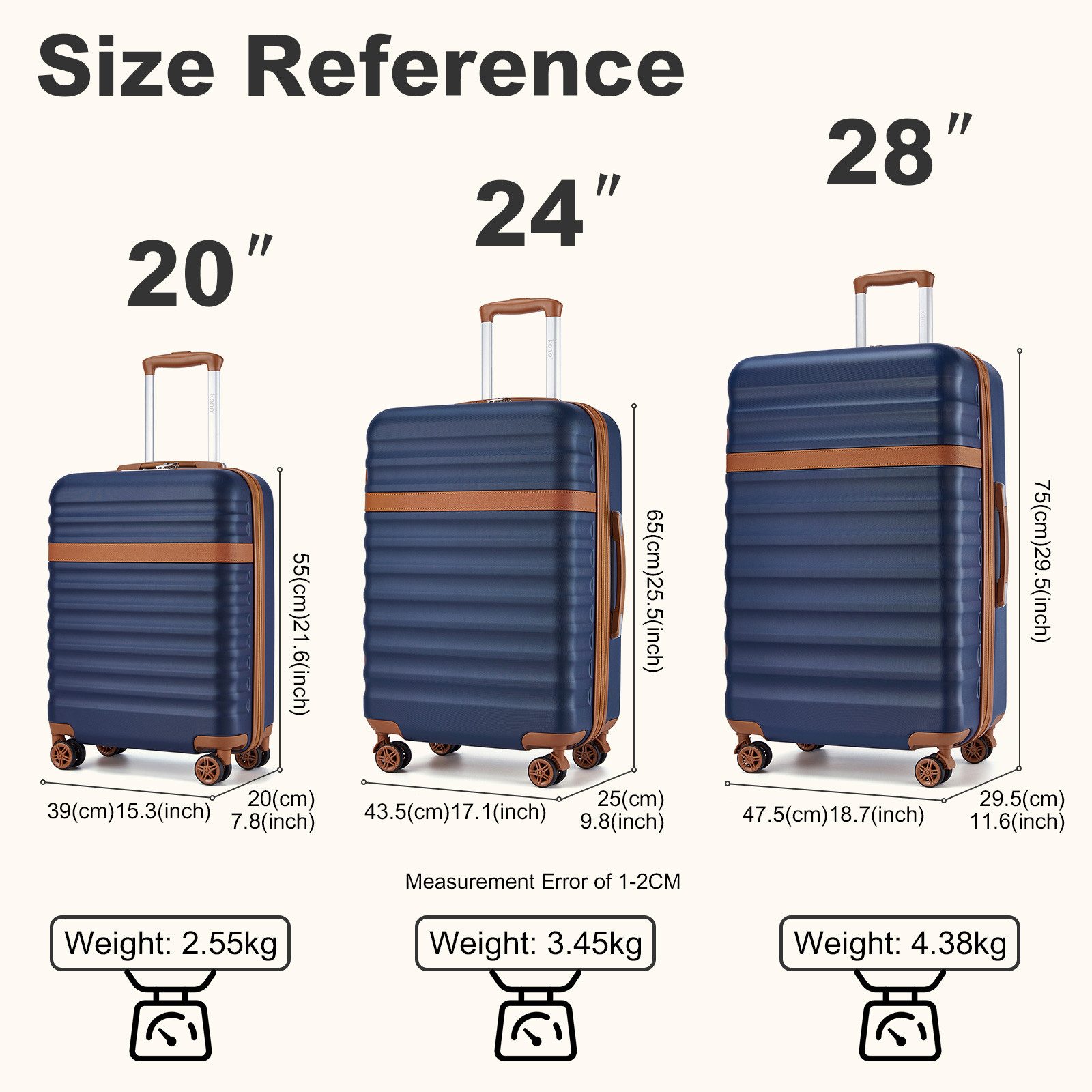 KONO Trolley Handgepäck Koffer Reisekoffer von günstig online kaufen