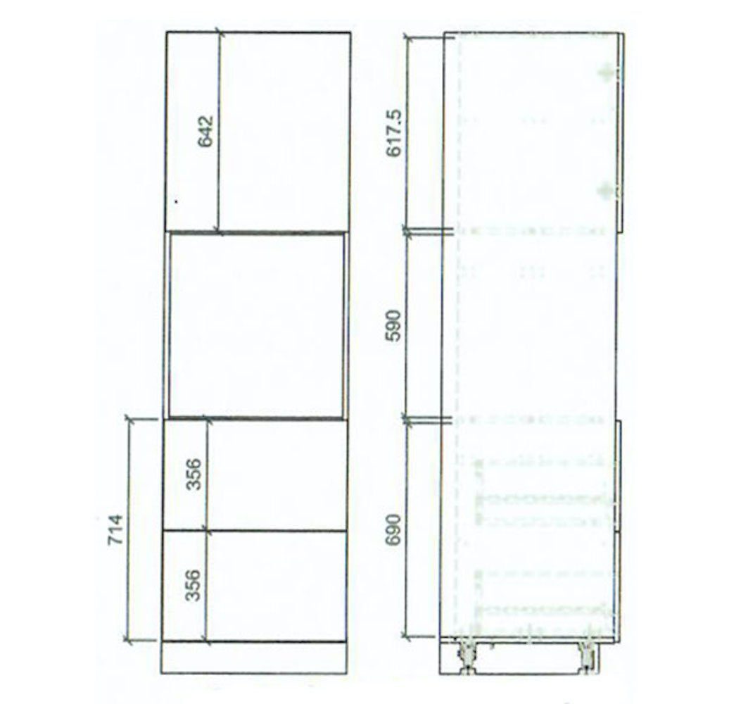 Feldmann-Wohnen Elbing Front- grey Schubladen 2 stone (Elbing) 1-türig Backofenumbauschrank & 60cm wählbar Korpusfarbe (Teilauszug)