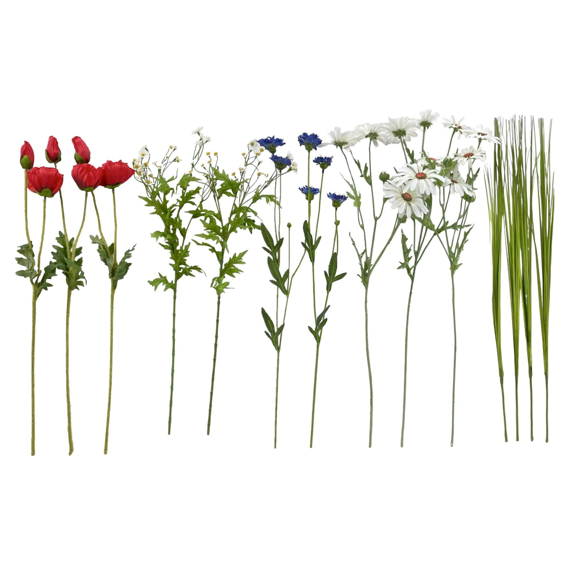 Kunstblumenstrauß Künstlicher Wiesenblumenstrauß ca. 60cm, Feldblumen Gartenblumen, naninoa GmbH