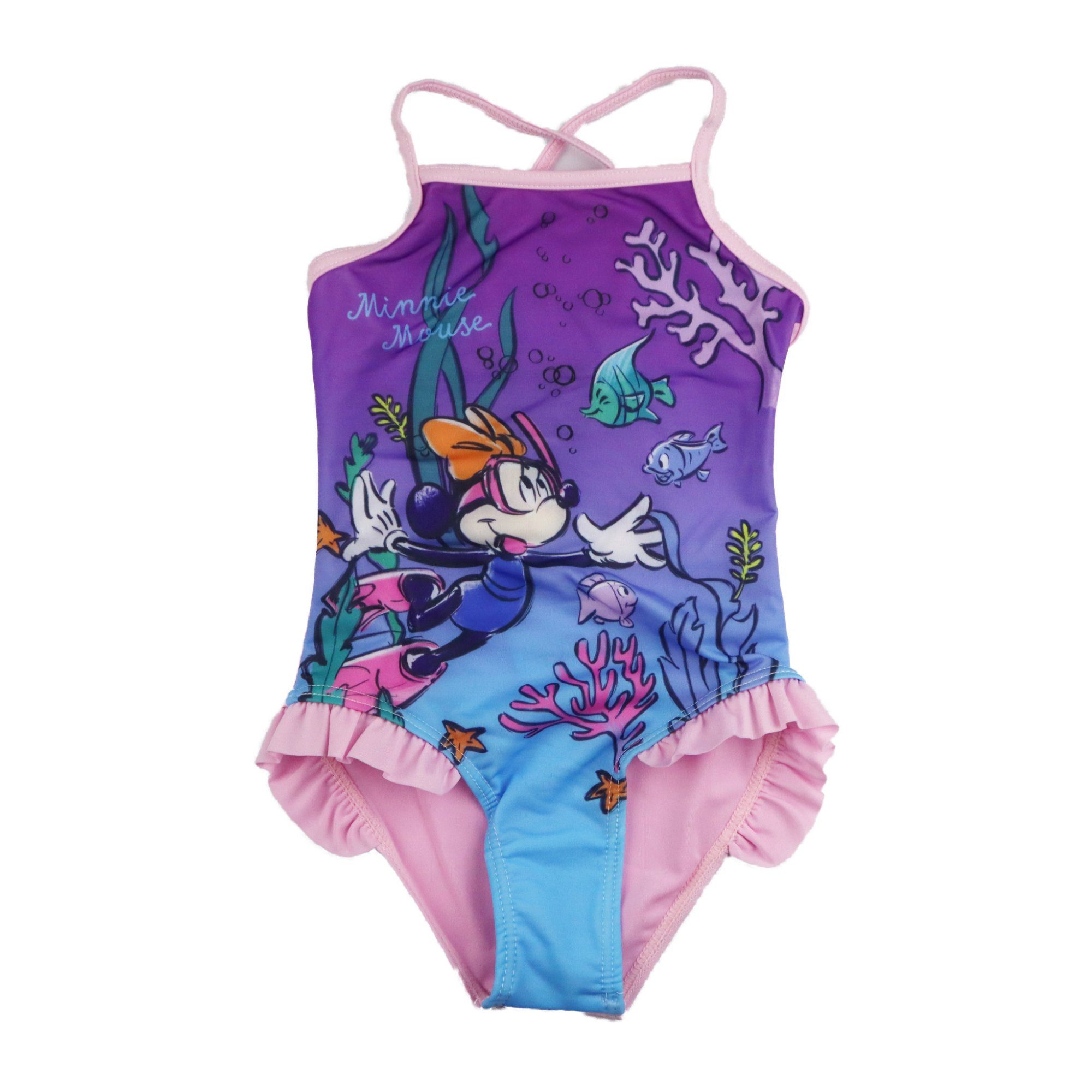 Disney Minnie Mouse Badeanzug Minnie Maus Mädchen Kinder Badeanzug Gr. 98 bis 128 Rosa