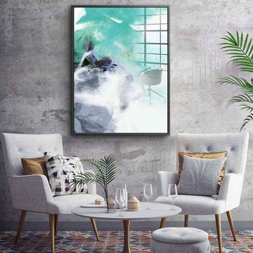 DOTCOMCANVAS® Acrylglasbild Aoyama - Acrylglas, Acrylglasbild Aoyama weiß blau moderne abstrakte Kunst Druck Wandbild